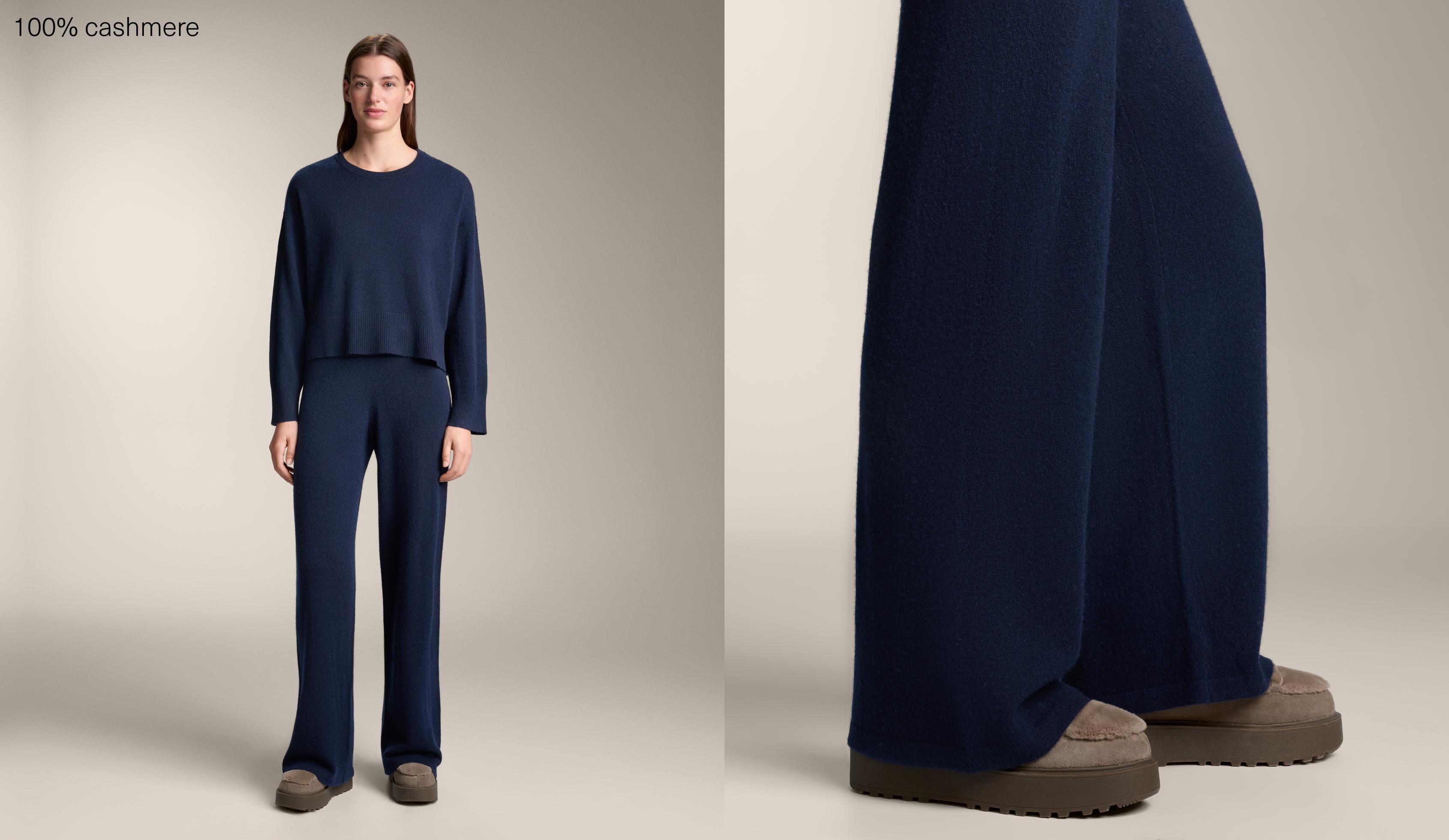 Straight leg 100% cashmere trousers