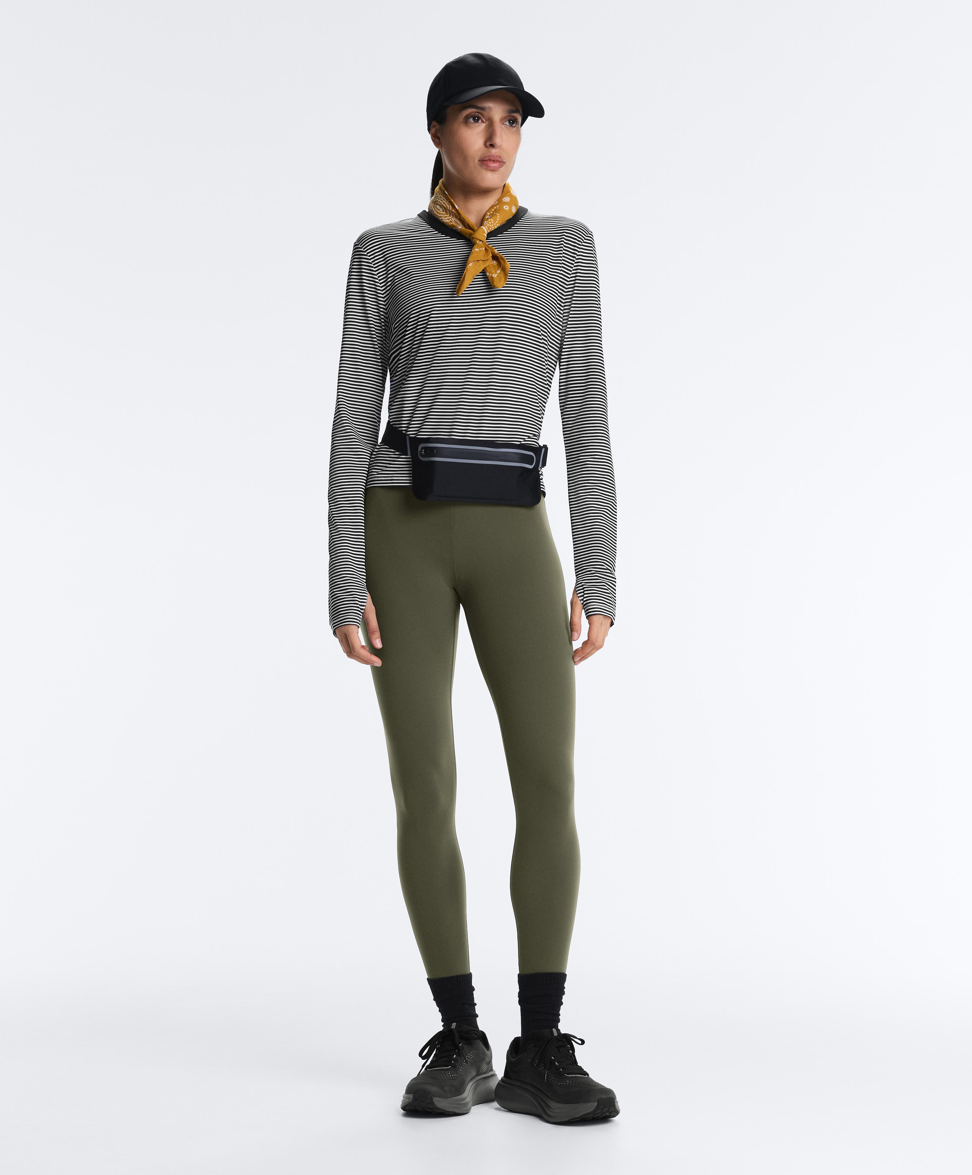 Compressive high-rise core-control ankle-length leggings — KHAKI