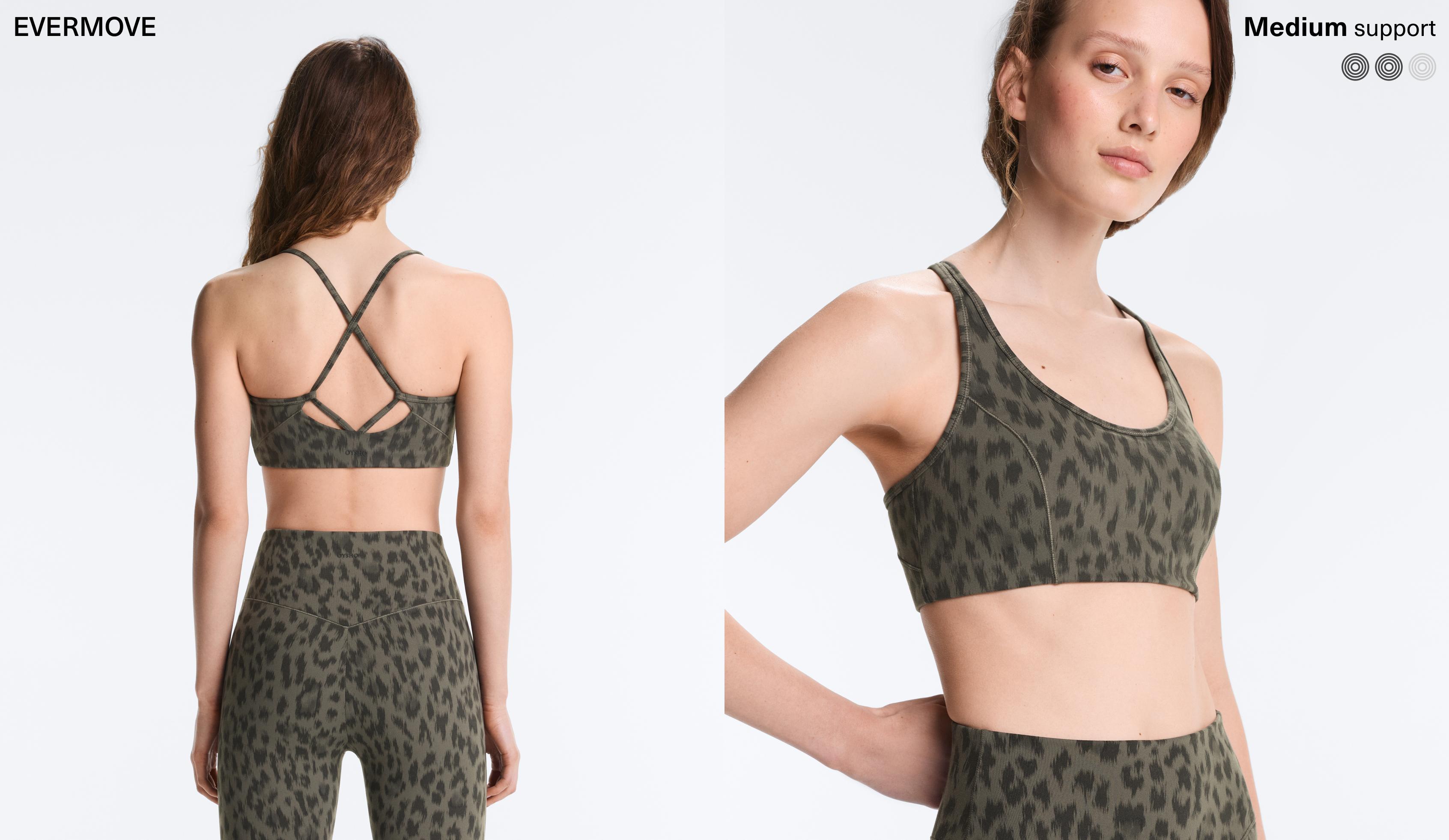 Evermove medium-support sports bra — DARK KHAKI
