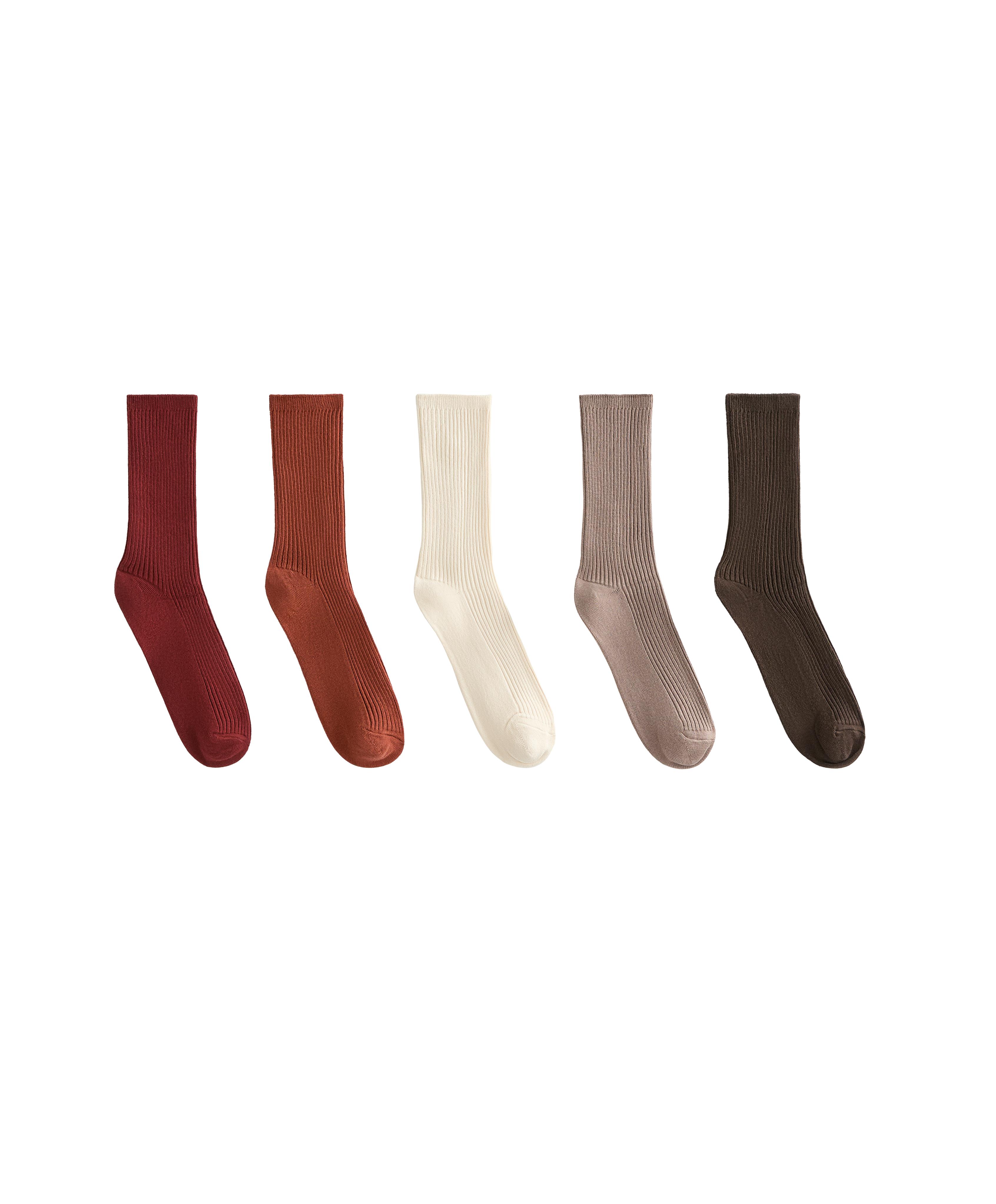 5 pairs of cotton blend classic socks — TERRACOTTA