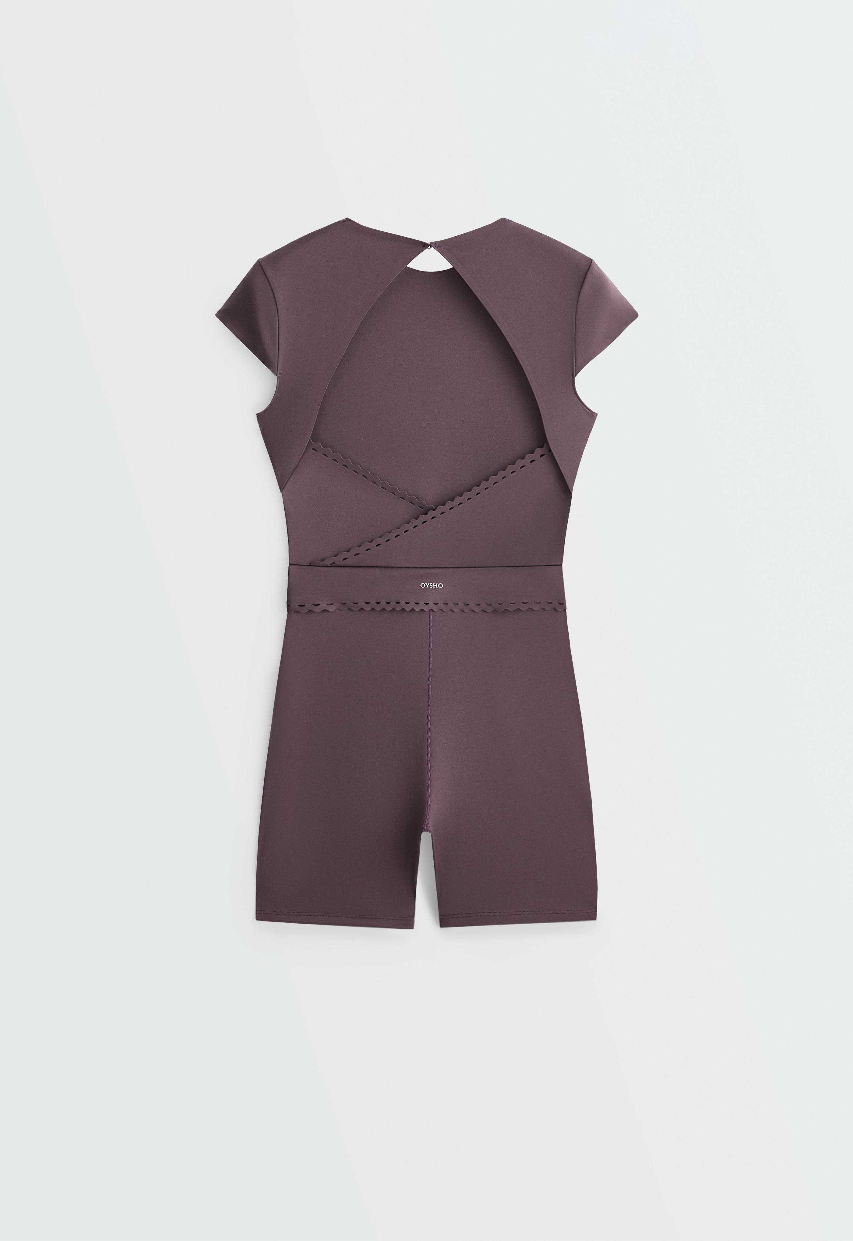 Perfect-adapt short-sleeved playsuit — Purplish brown