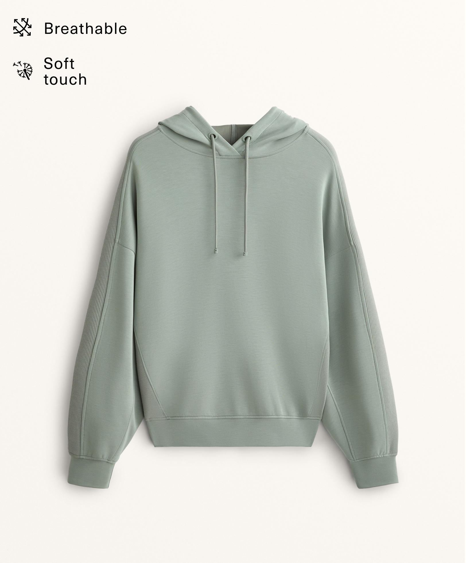 Boxy rib detail hoodie in soft modal
