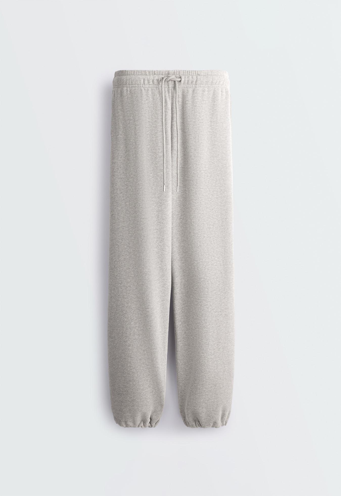Adjustable straight-leg marl fleece trousers — MID-GREY MELANGE