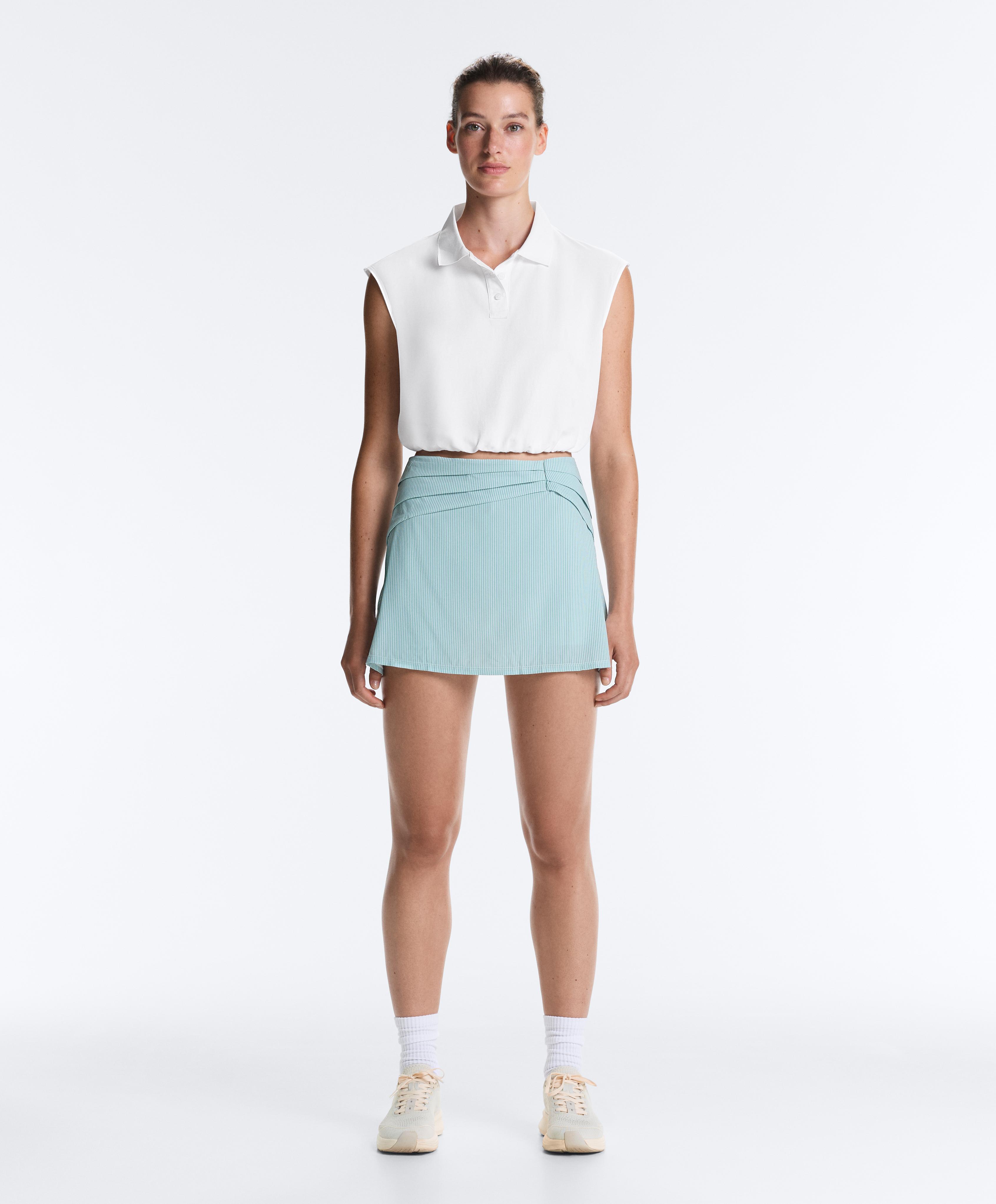 High-waisted striped gathered skirt — PALE ECRU