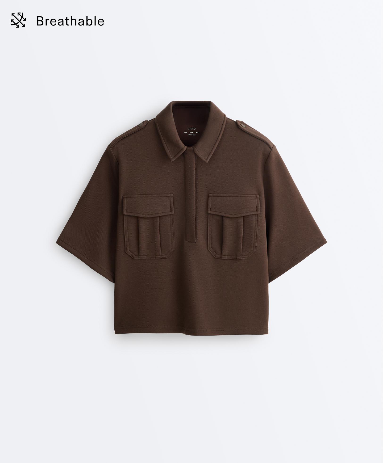 Utility short-sleeve sweatshirt with cotton piqué Utility short-sleeve sweatshirt with cotton piqué