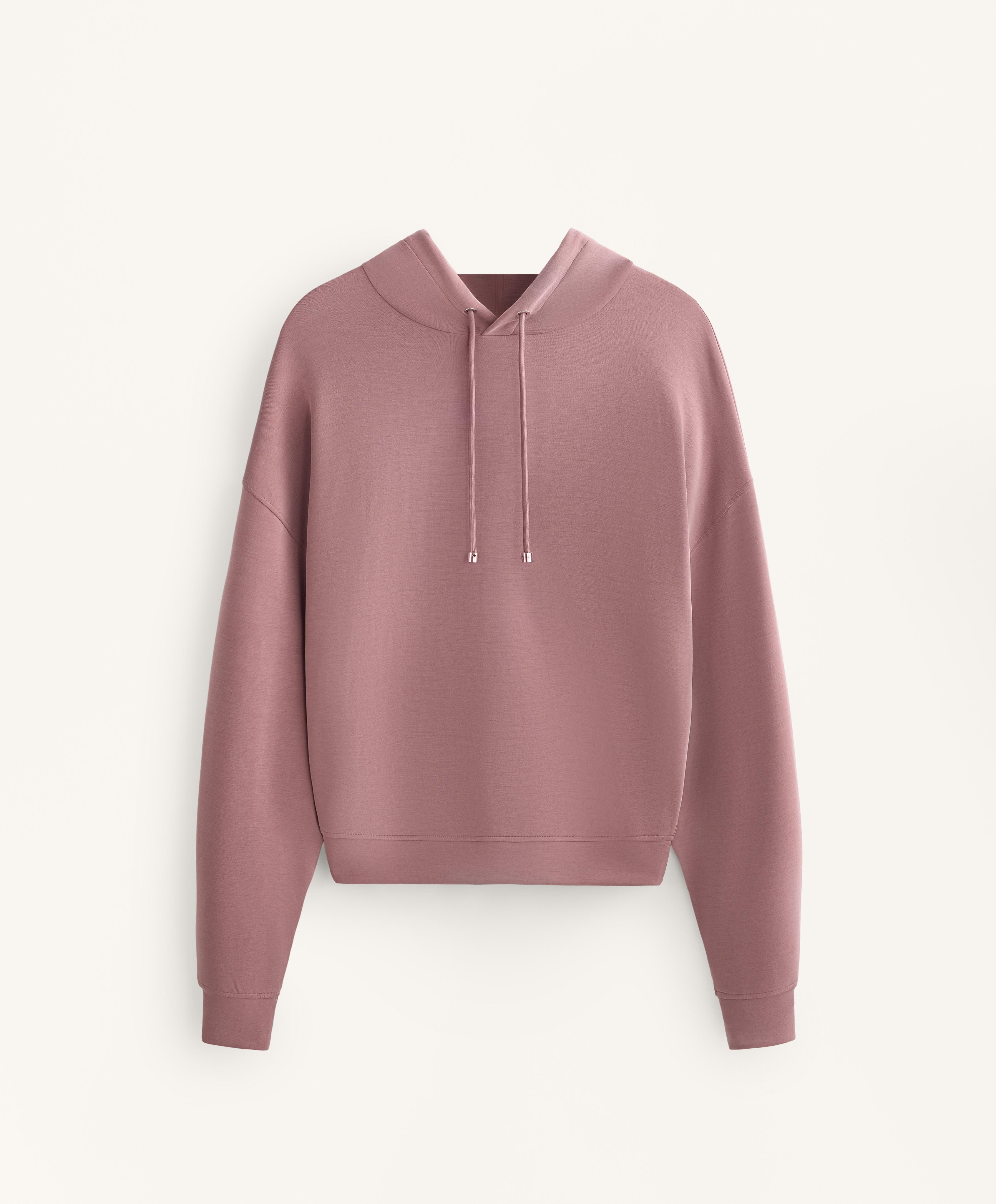 Boxy hooded sweatshirt with modal — PINK-MAUVE