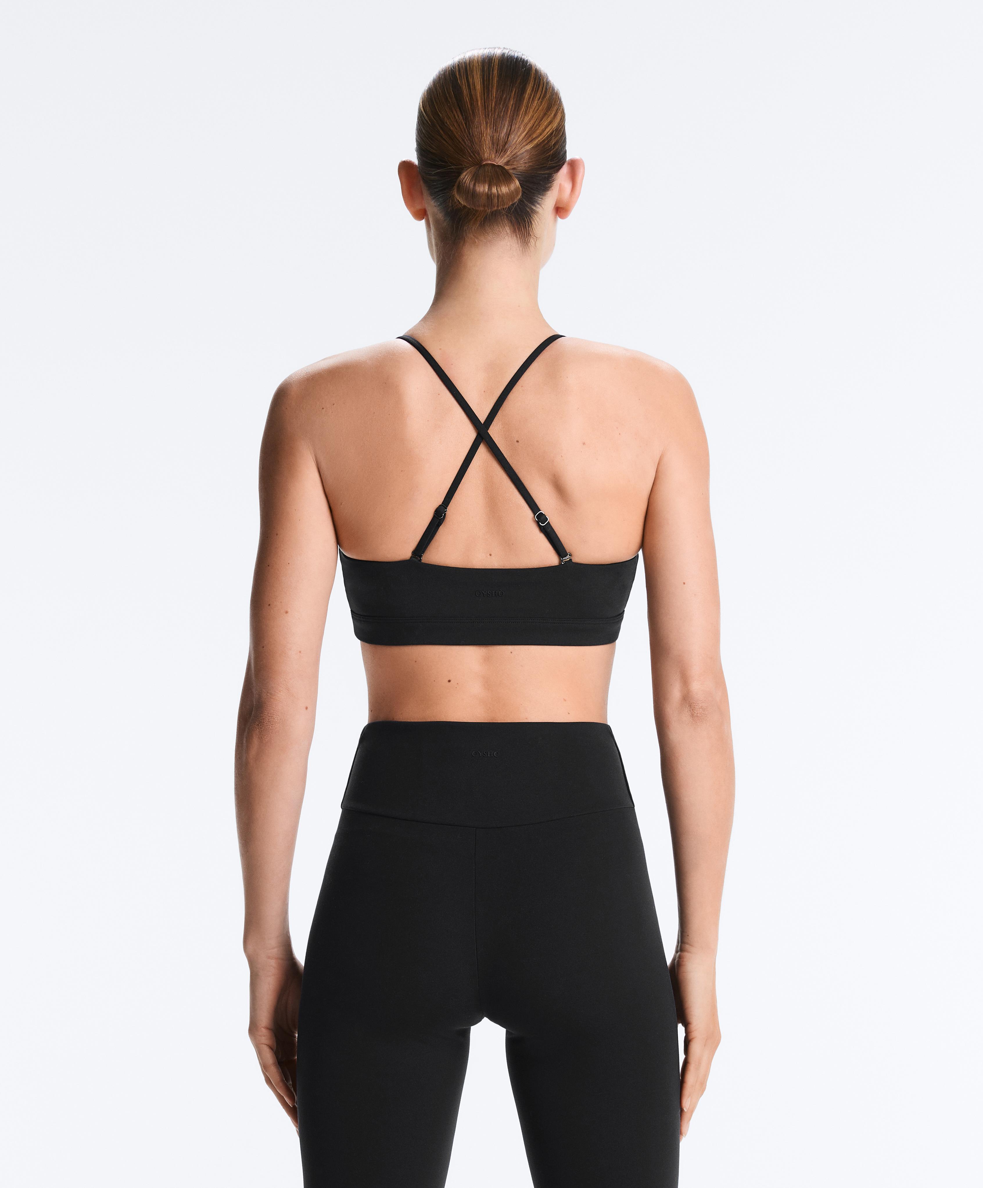 Low-support Comfortlux sports bra with straps — BLACK