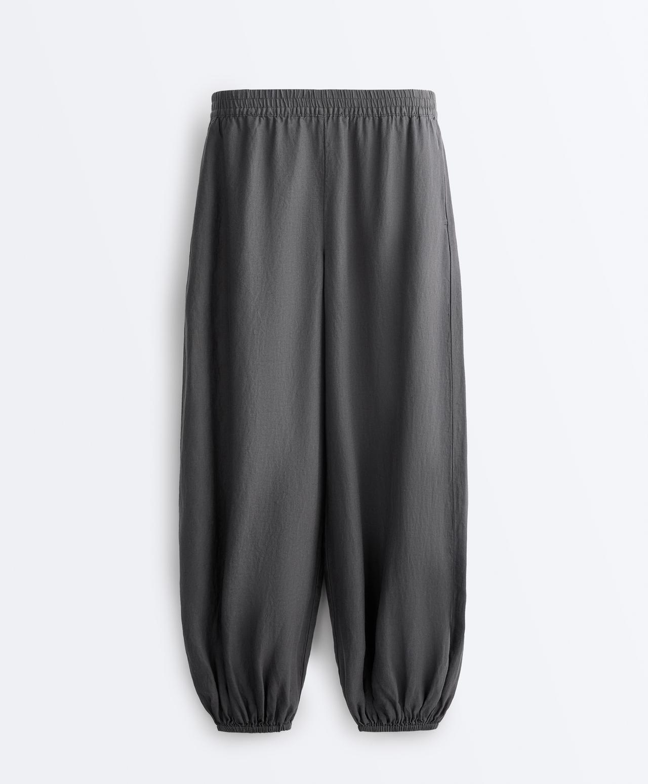 100% linen bloomer trousers — STEEL GREY