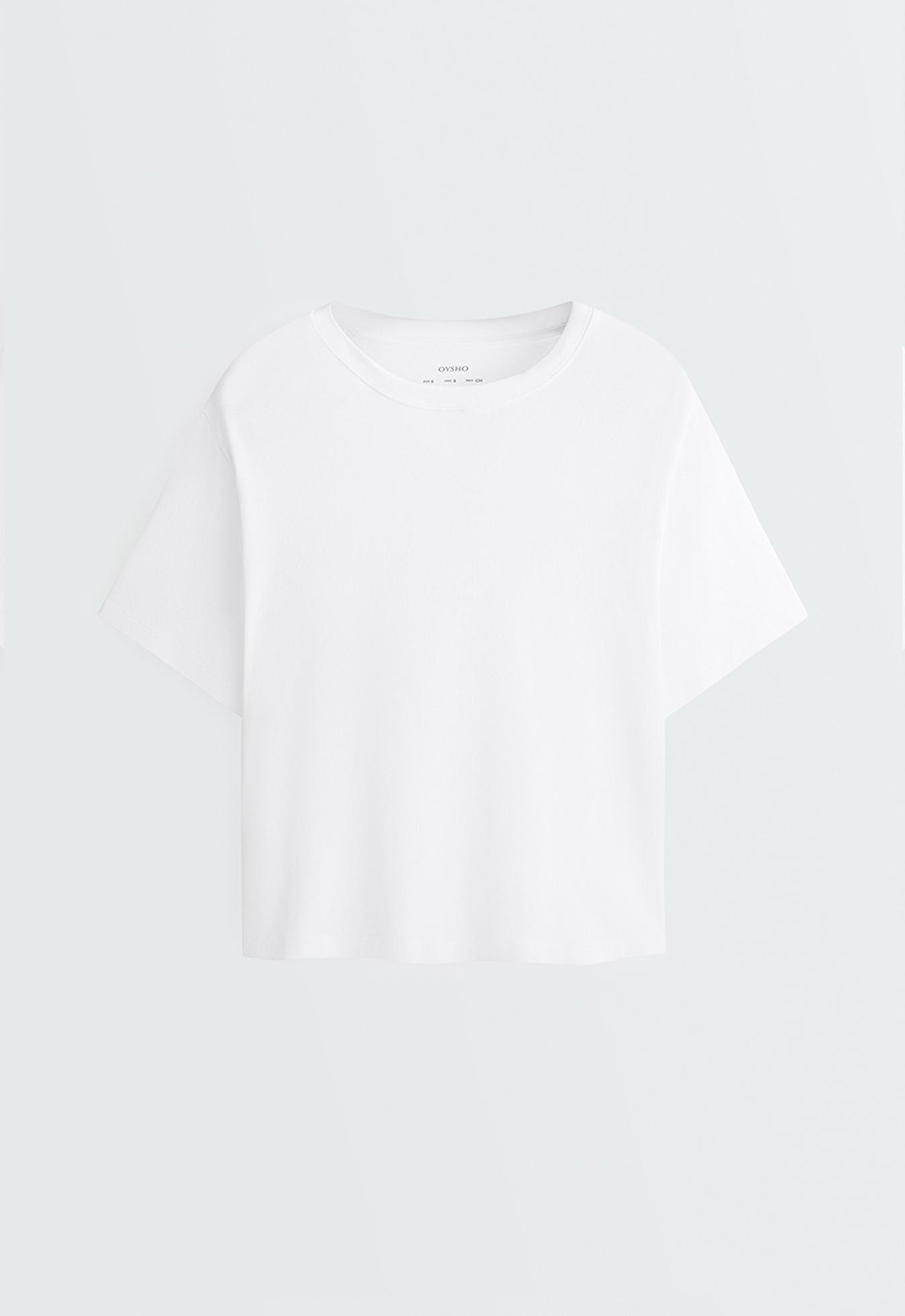 Boxy short-sleeved cotton blend T-shirt — WHITE 