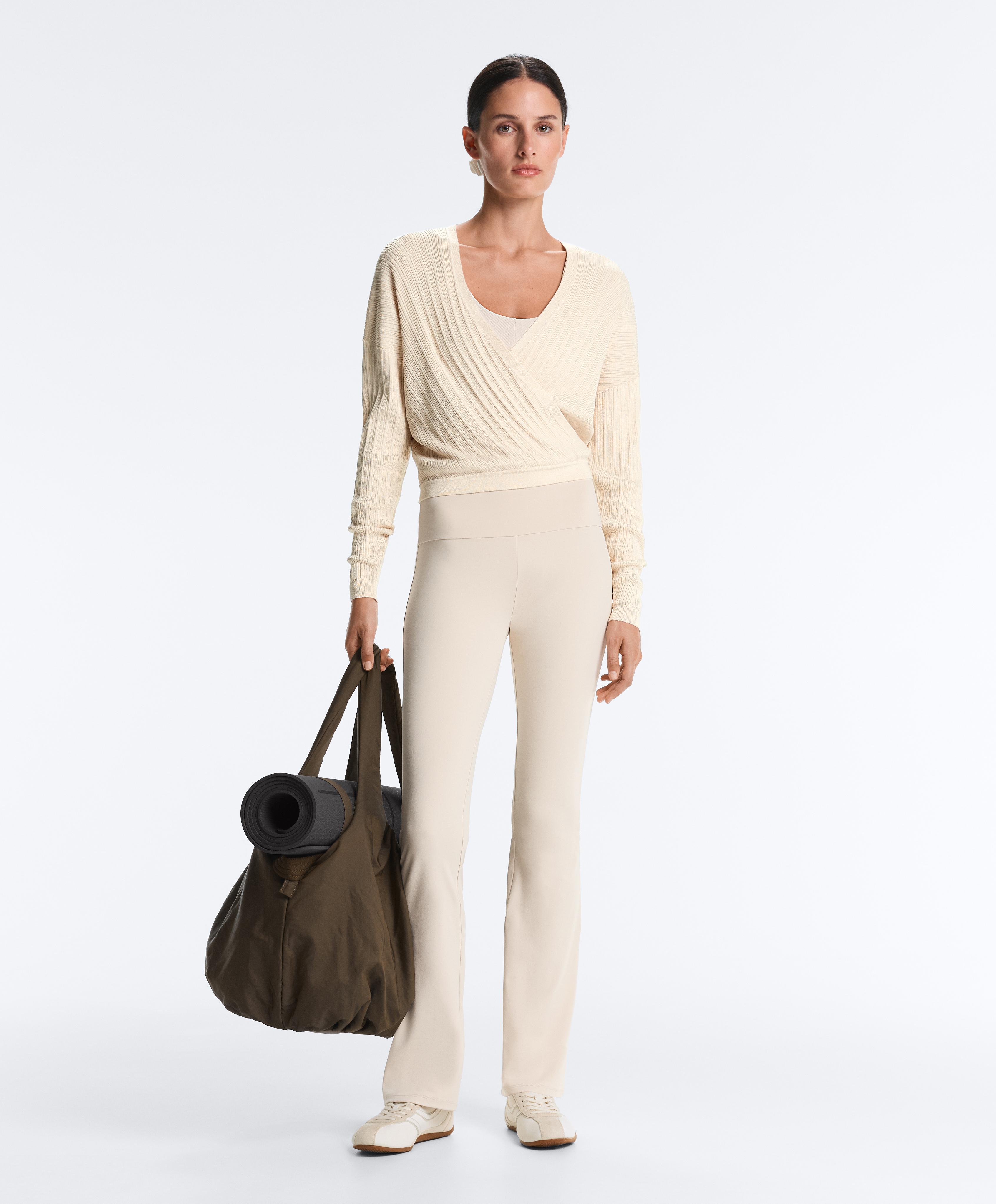 Crossed rib knit jumper — PLASTER