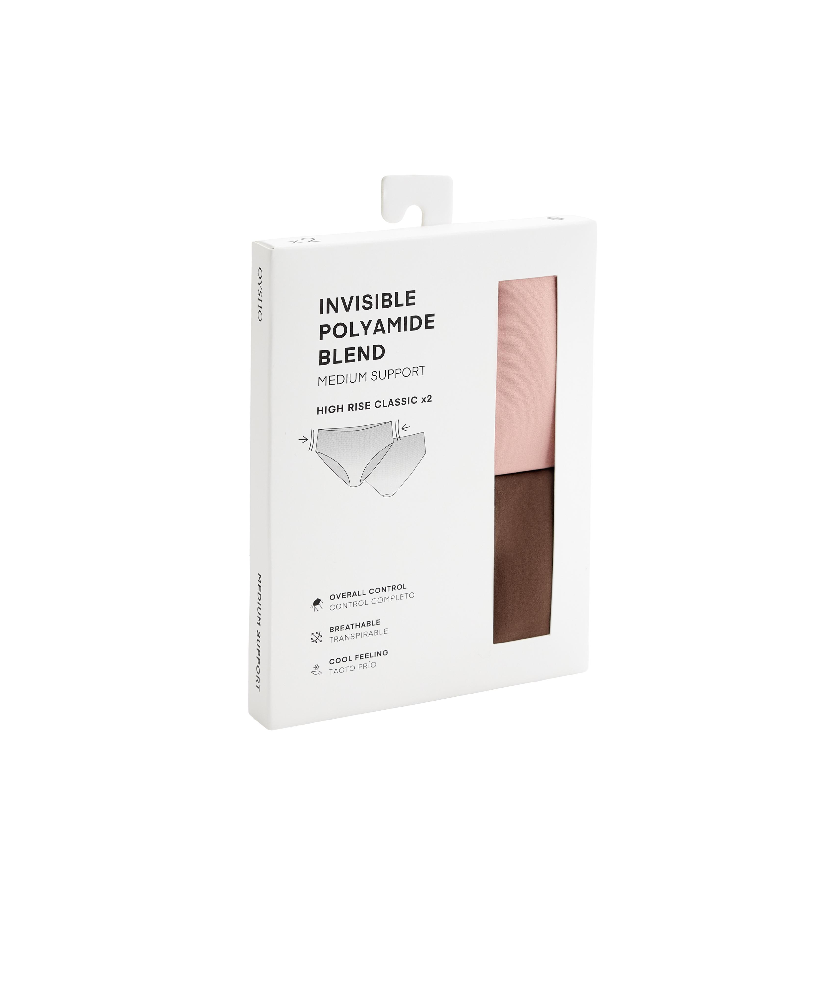 2 invisible polyamide blend medium-support high-rise briefs — DARK BROWN