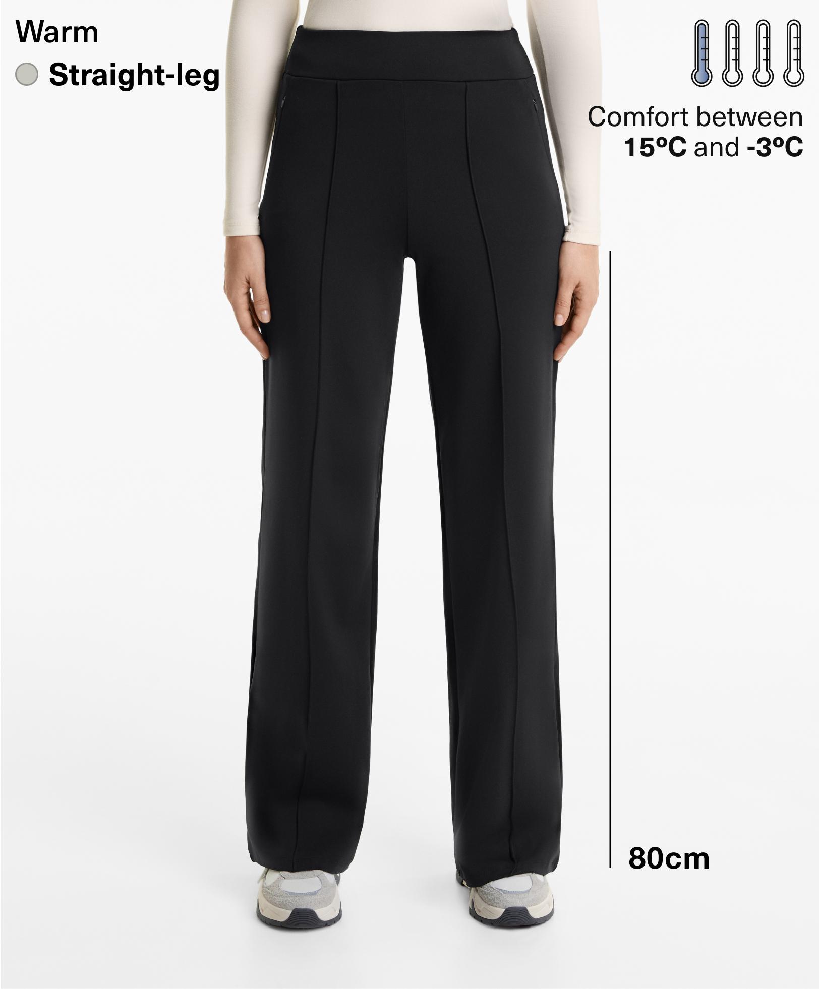 High-rise warm straight-leg trousers with crease - Sale