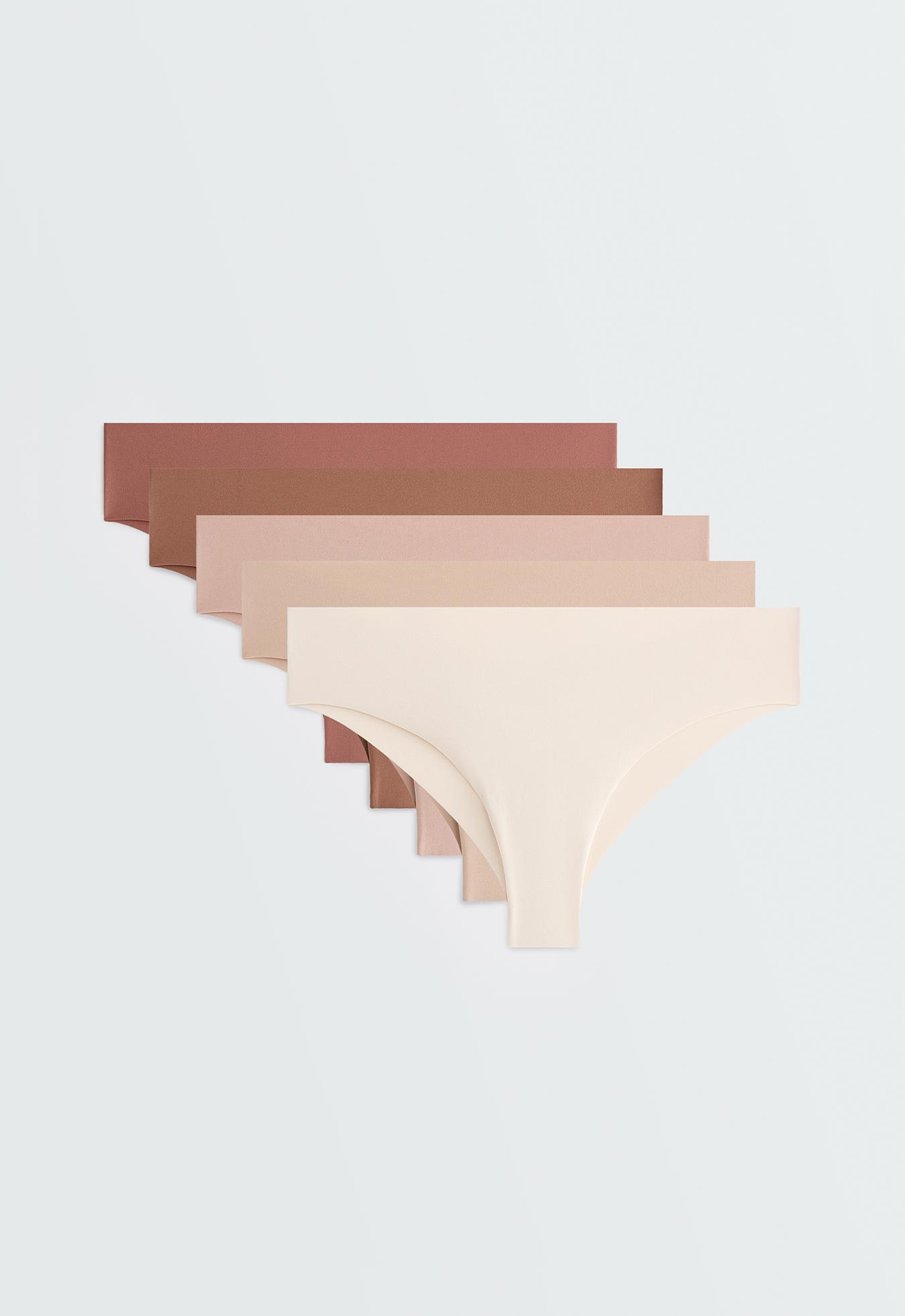 5 PANTONE™ polyamide blend invisible Brazilian briefs — BEIGE