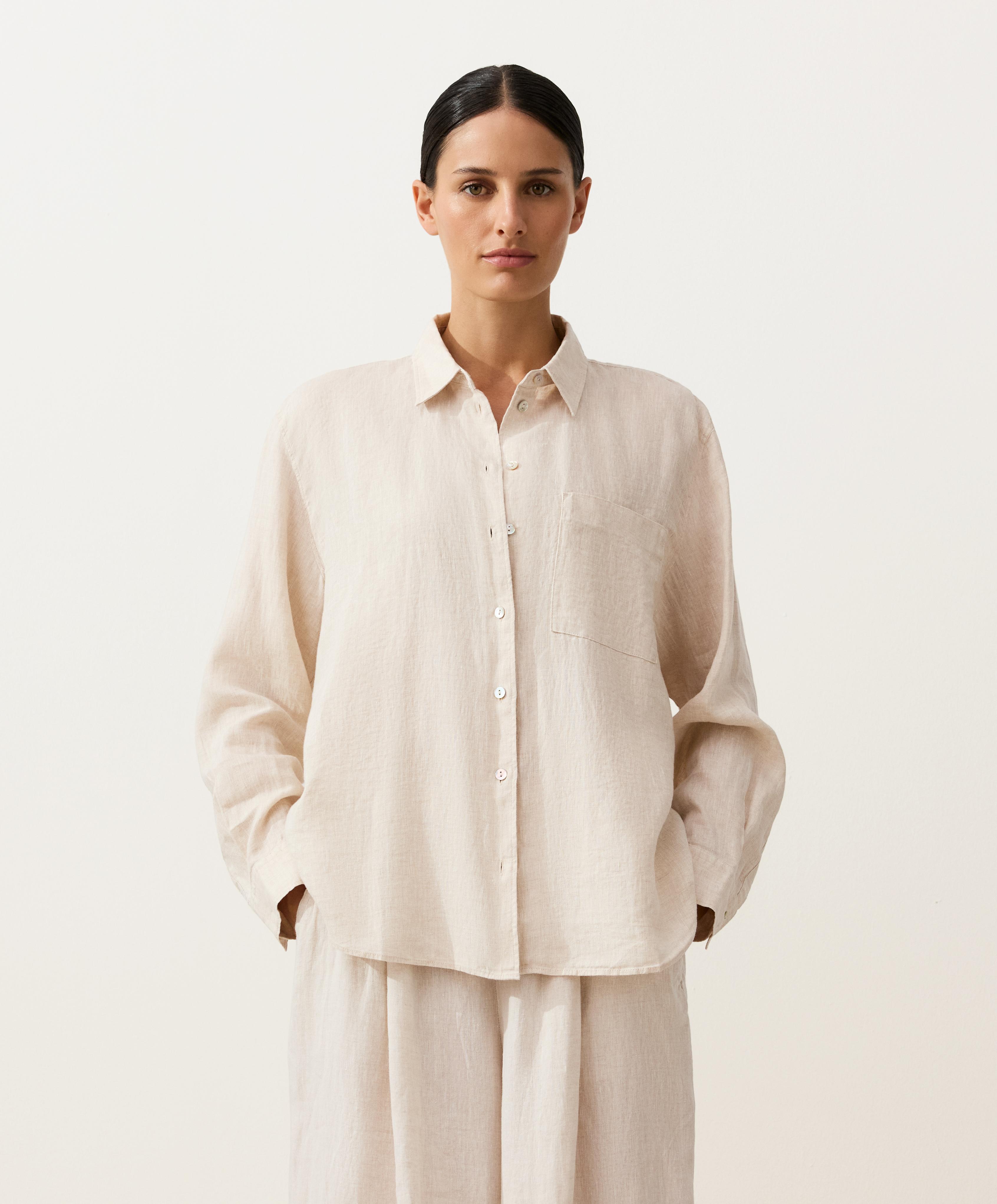 قميص مريح 100% من الكتان