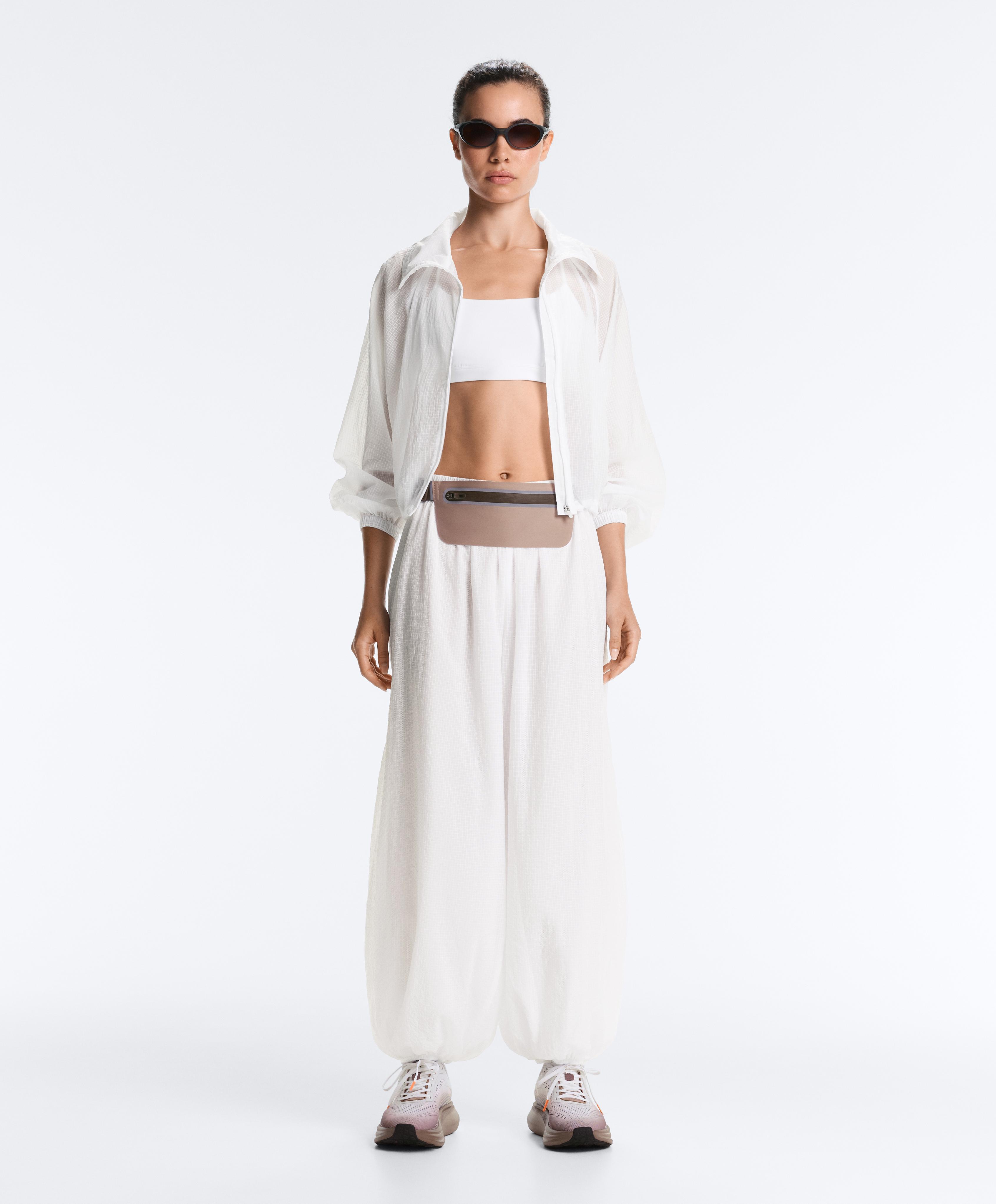 Checked technical bloomer trousers — WHITE