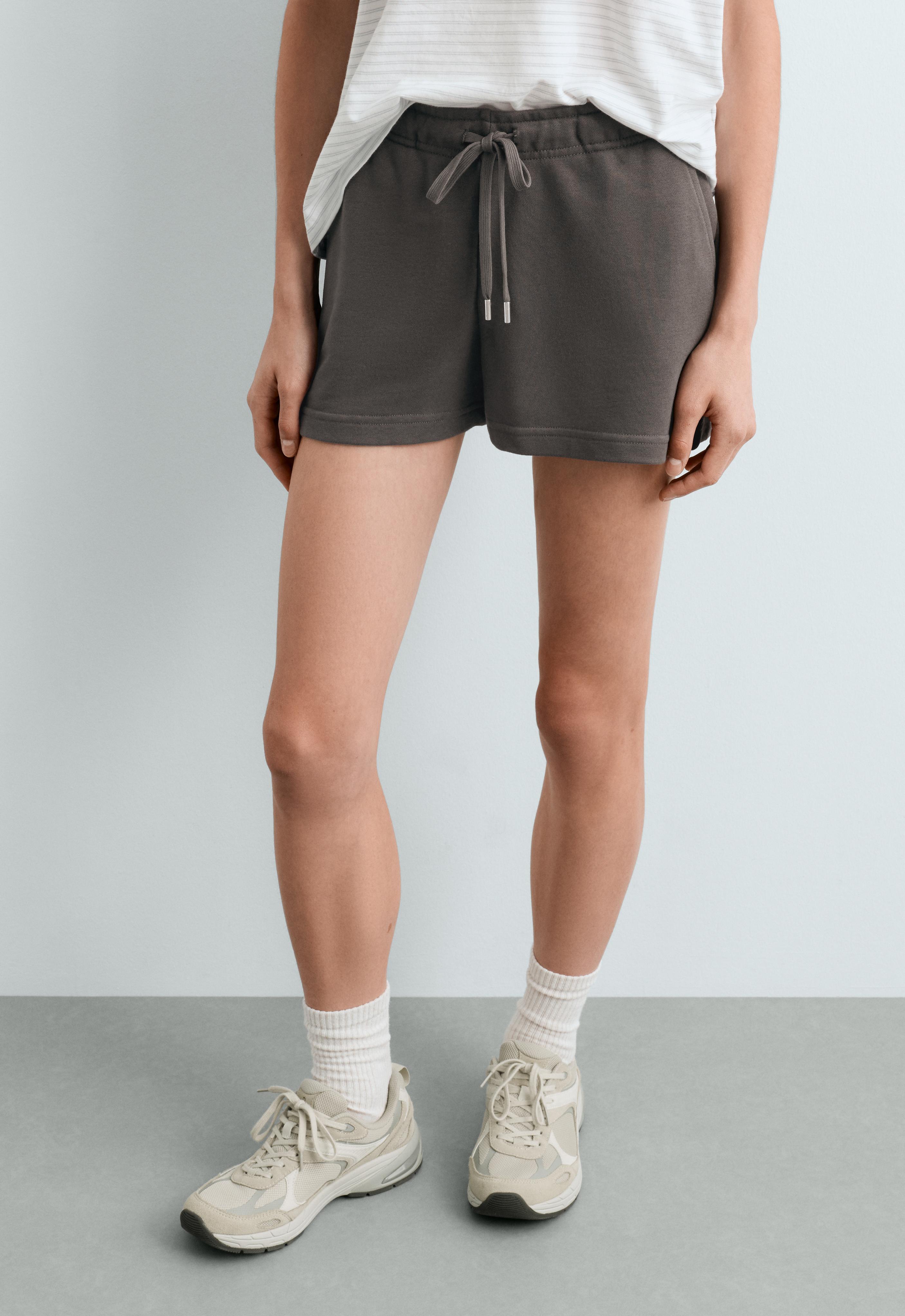 Cotton blend fleece shorts — ANTHRACITE