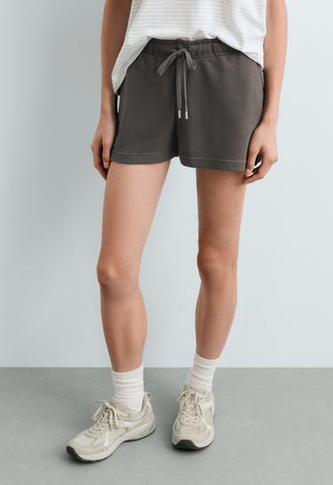 Cotton blend fleece shorts — ANTHRACITE 2