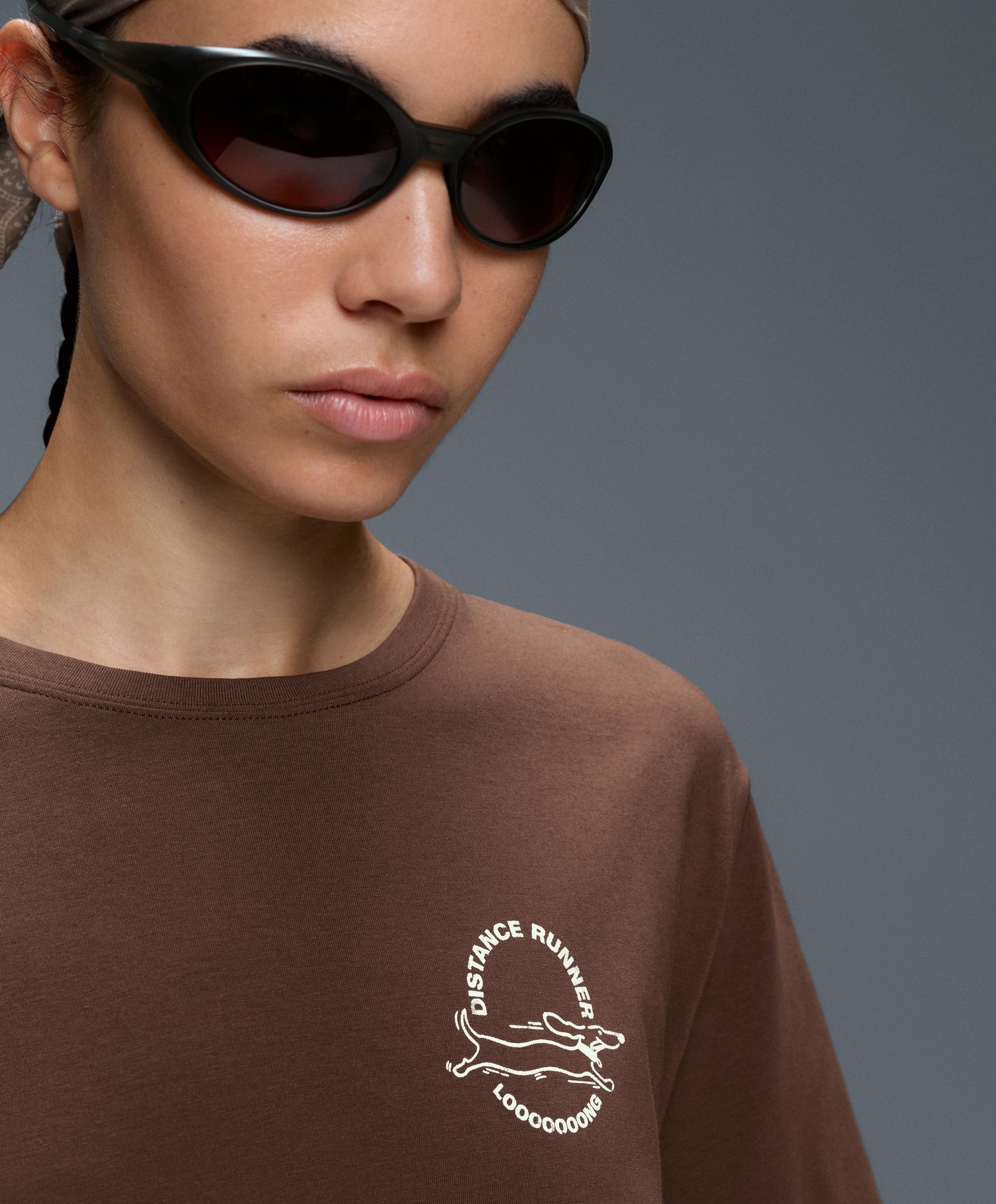 Boxy cotton blend short-sleeved T-shirt with print — COCOA