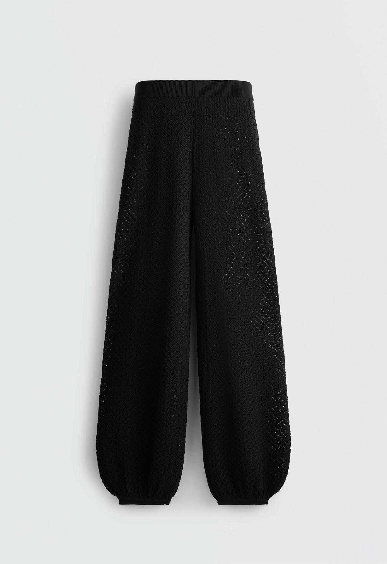 Knit crochet trousers — BLACK