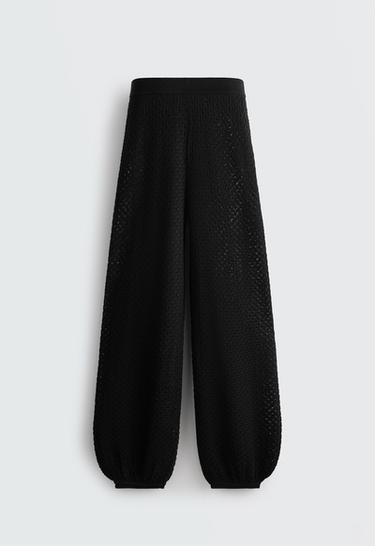 Knit crochet trousers — BLACK 6
