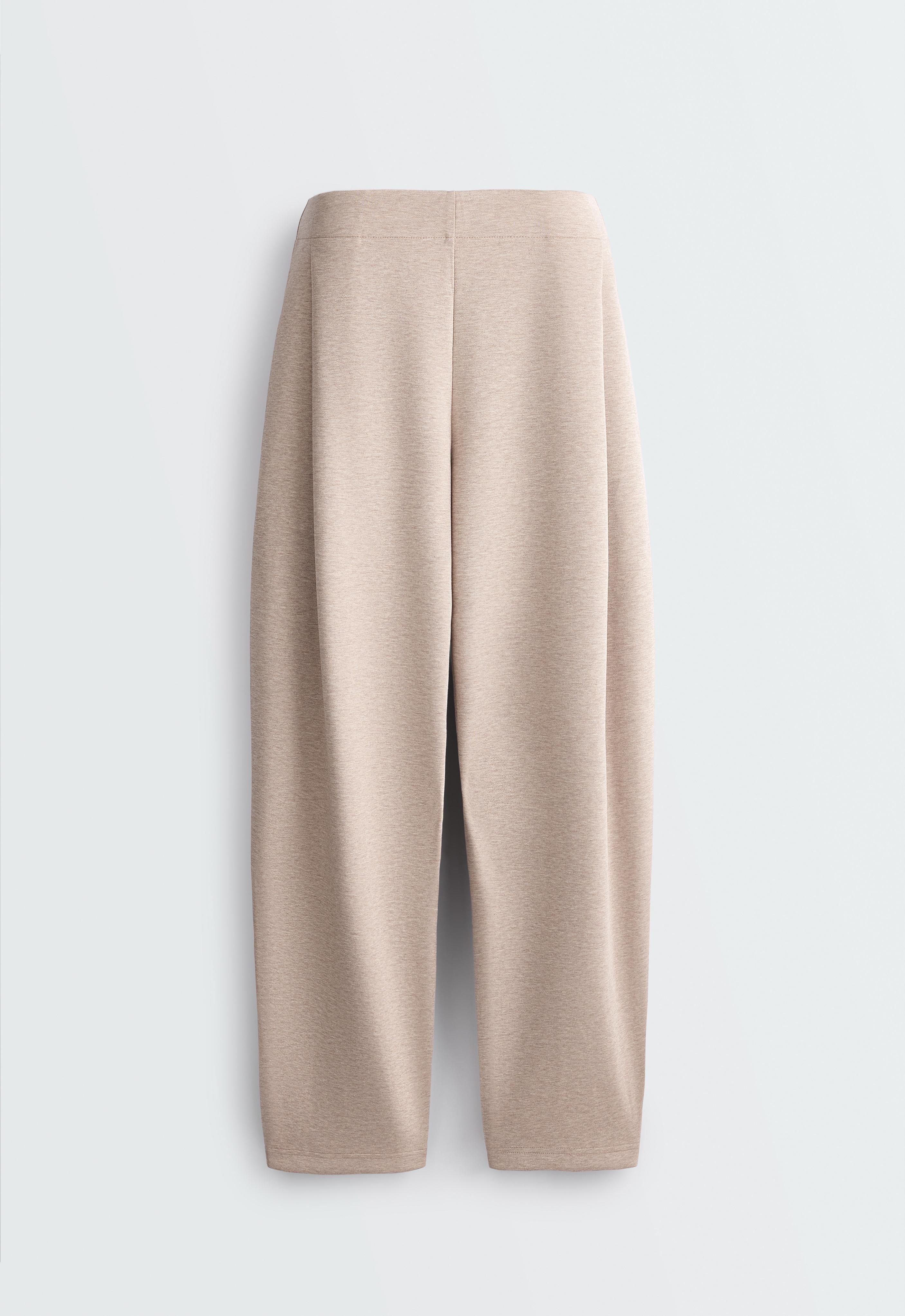 Piqué cotton cocoon trousers — SOFT MINK
