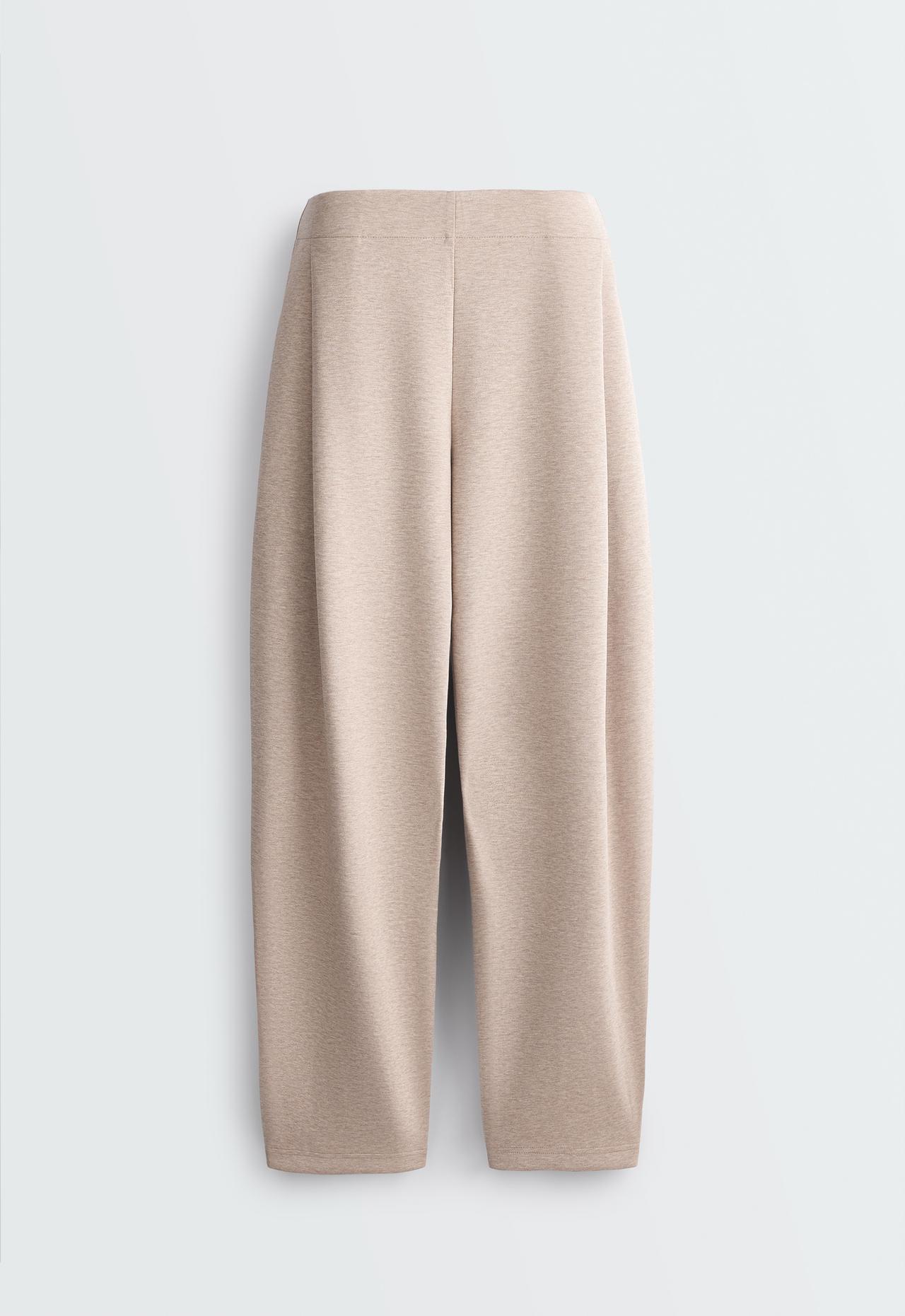Piqué cotton cocoon trousers — SOFT MINK