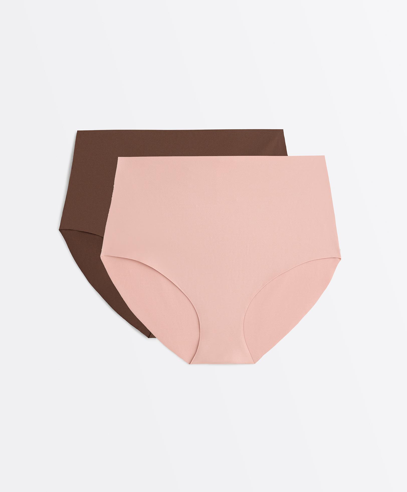 2 invisible polyamide blend medium-support high-rise briefs — DARK BROWN
