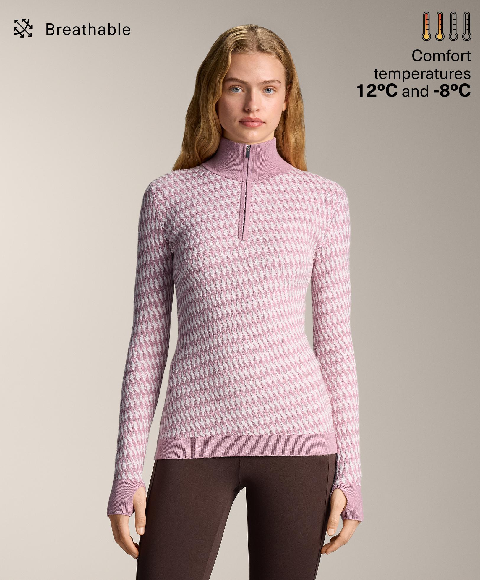 Geometric jacquard knit thermal base layer top