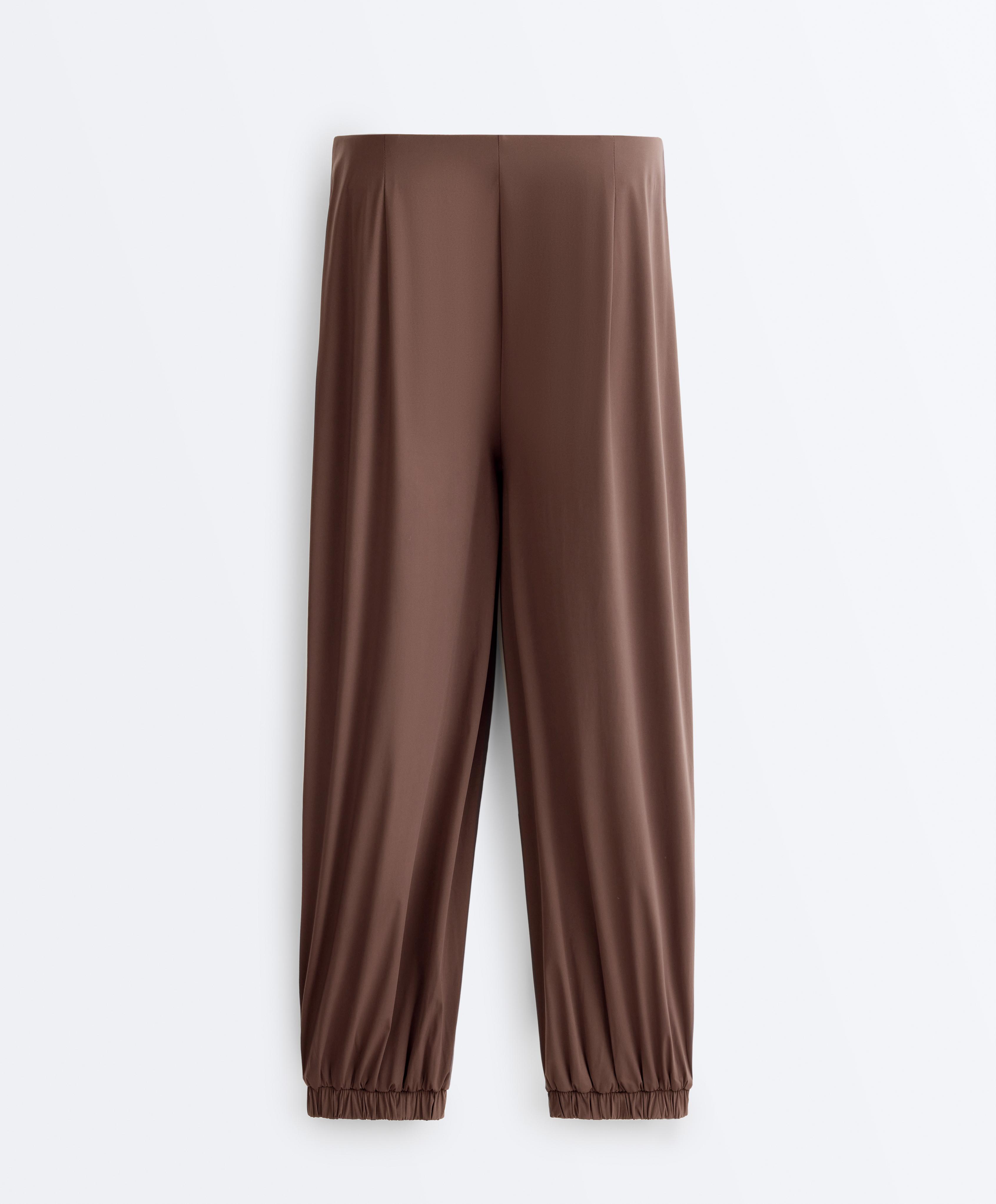 Light Touch long bloomer trousers — MID-BROWN