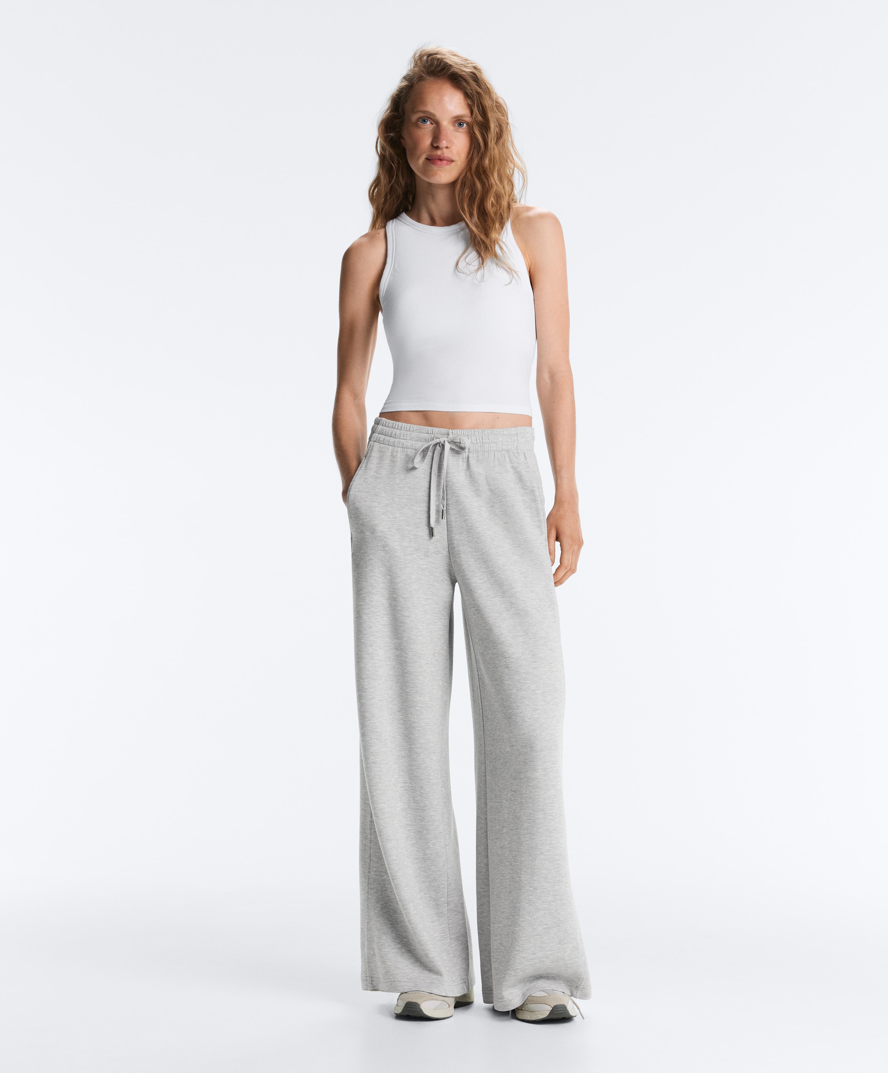 Rib modal blend long tank top — WHITE