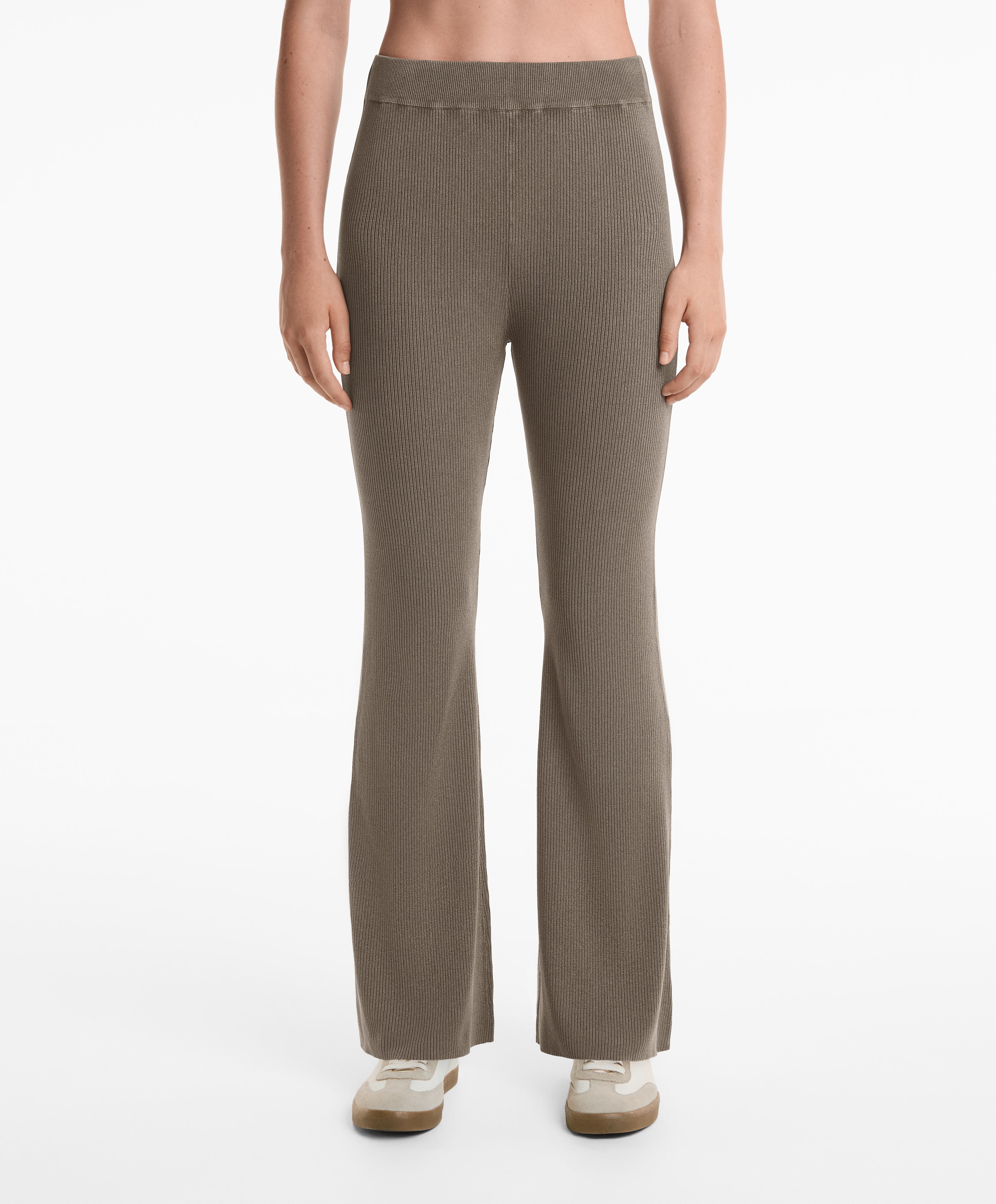 Pantalon flare en maille rib