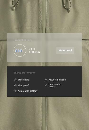 Short 10k waterproof canvas technical jacket — DARK KHAKI 2