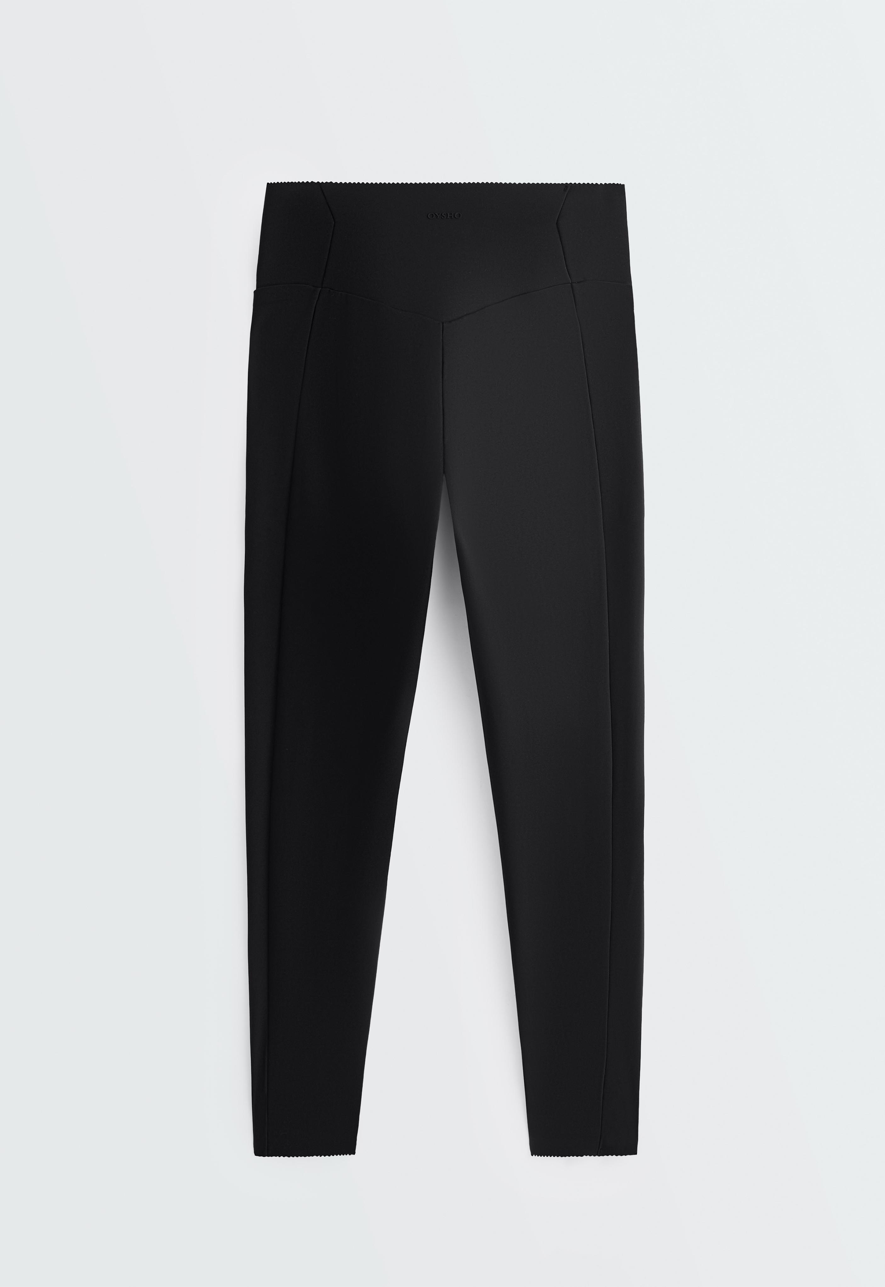 Compressive high-waisted pocket ankle-length leggings — BLACK