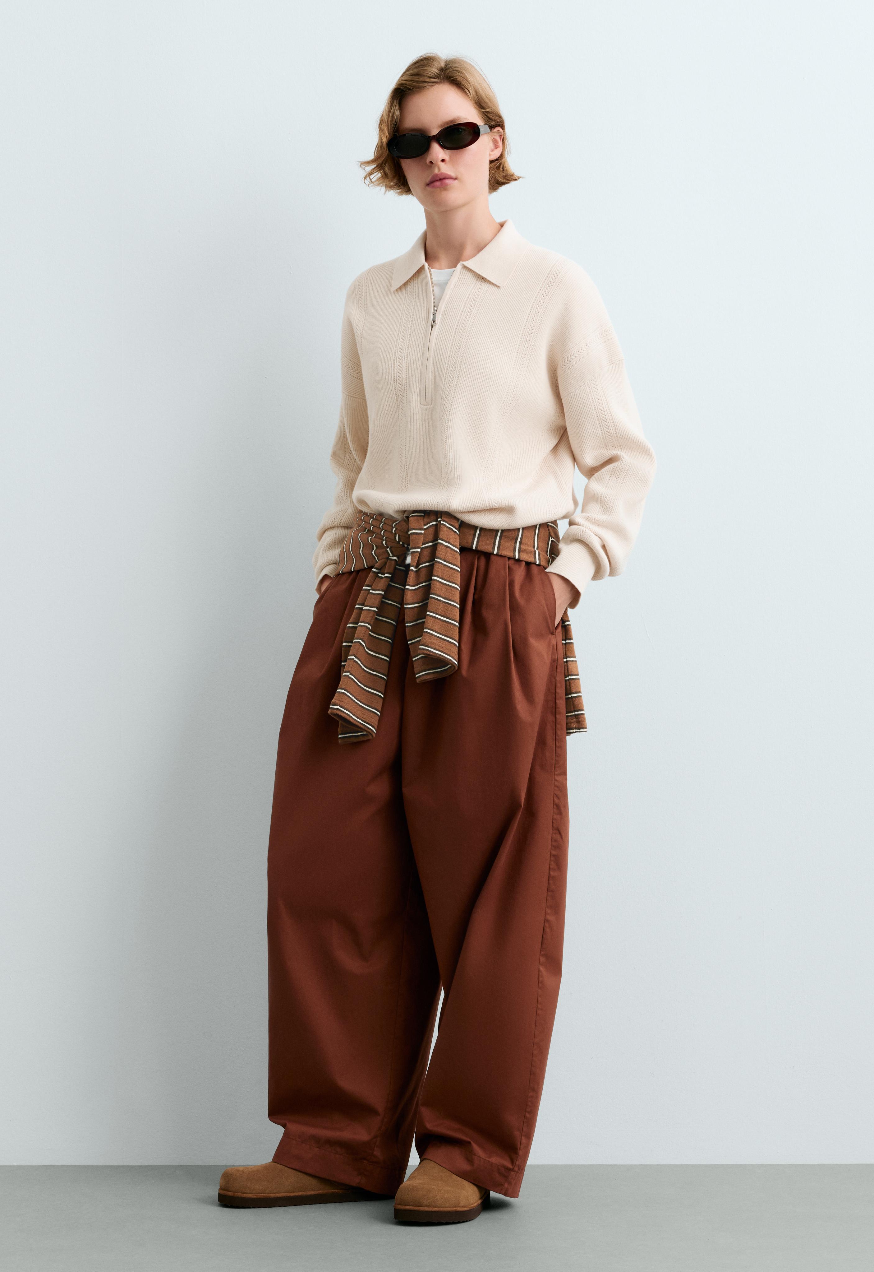 Long-sleeved open-knit polo shirt Long-sleeved open-knit polo shirt