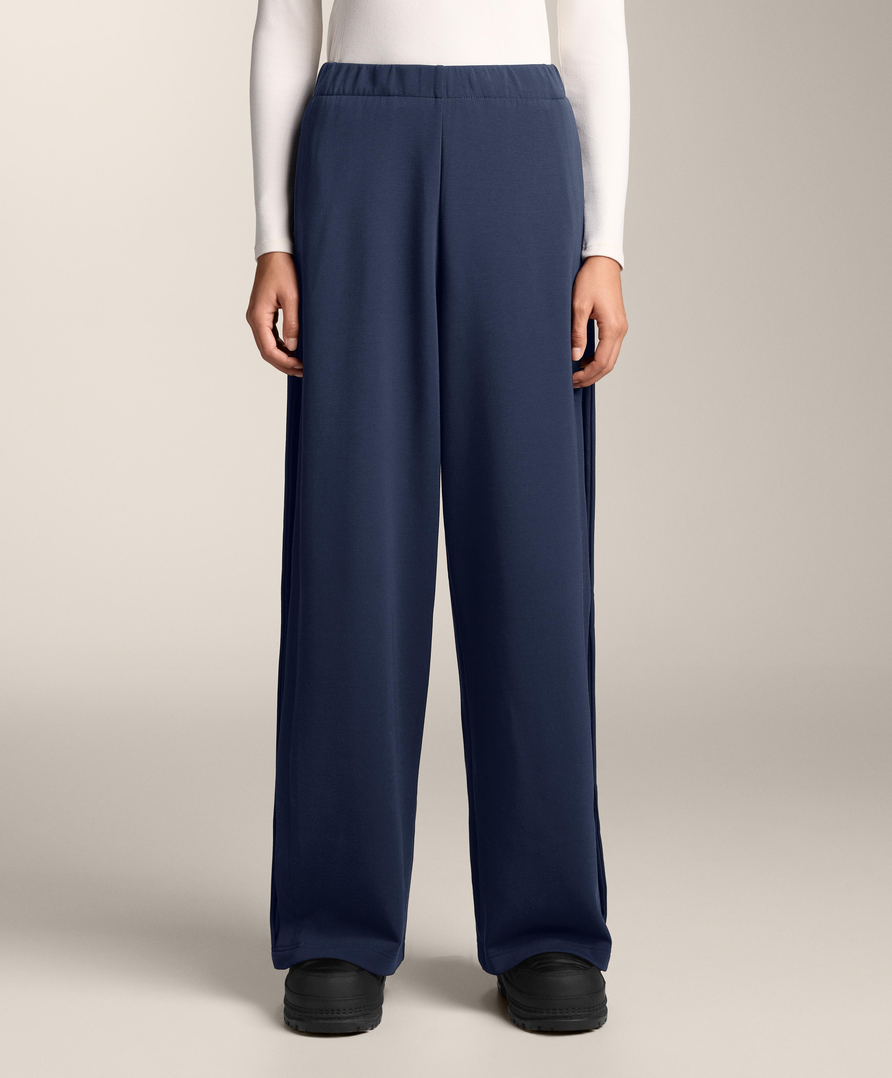 Cocoon trousers with side pleat and brushed modal — NAVY BLUE