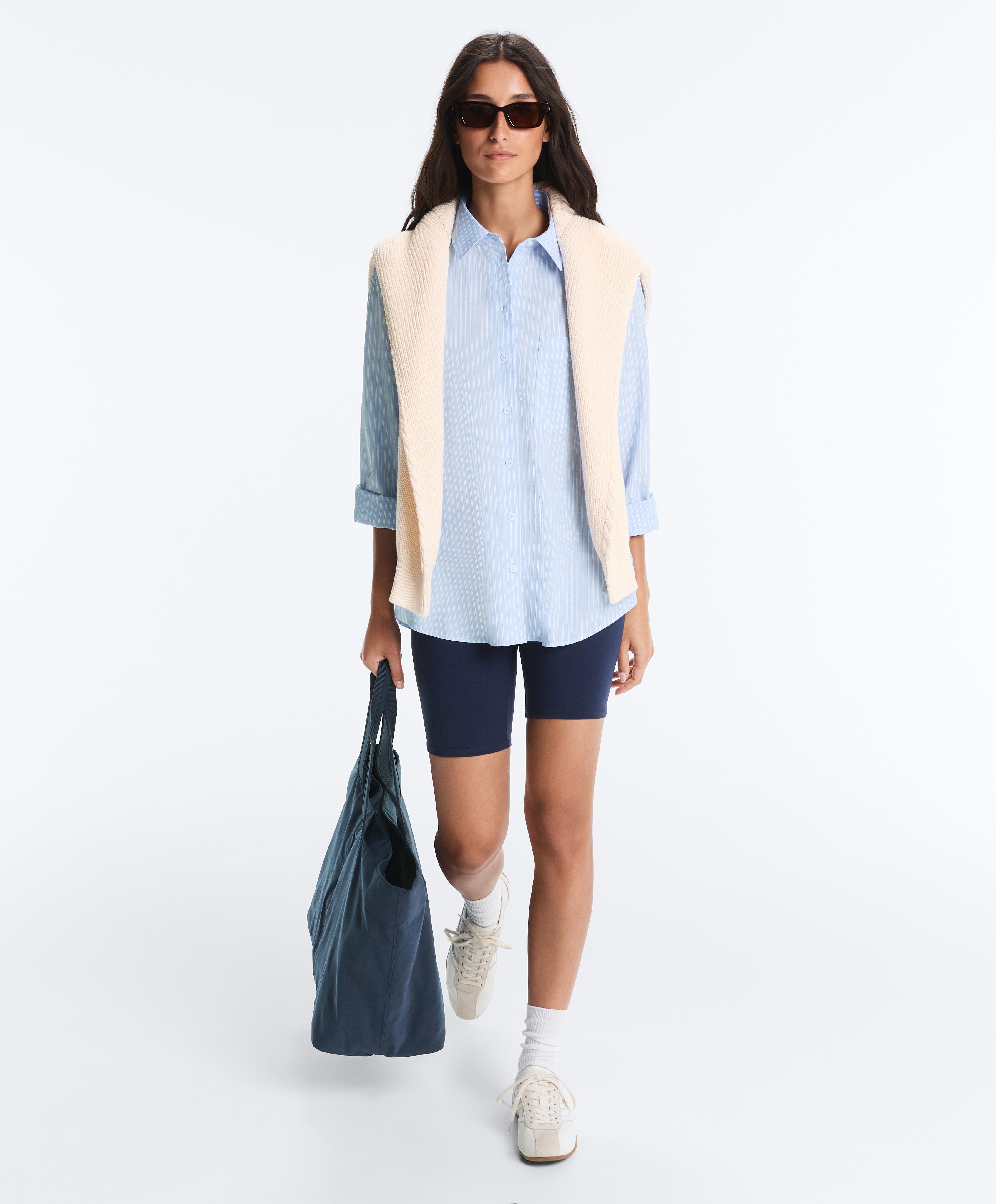 100% cotton long-sleeved shirt — PALE BLUE