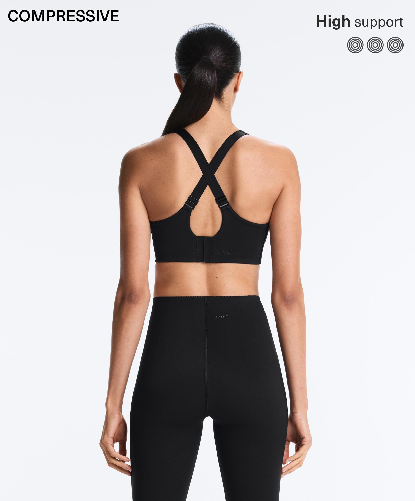 Compressive sportbeha met gekruiste rug en hoog ondersteuningsniveau Compressive sportbeha met gekruiste rug en hoog ondersteuningsniveau