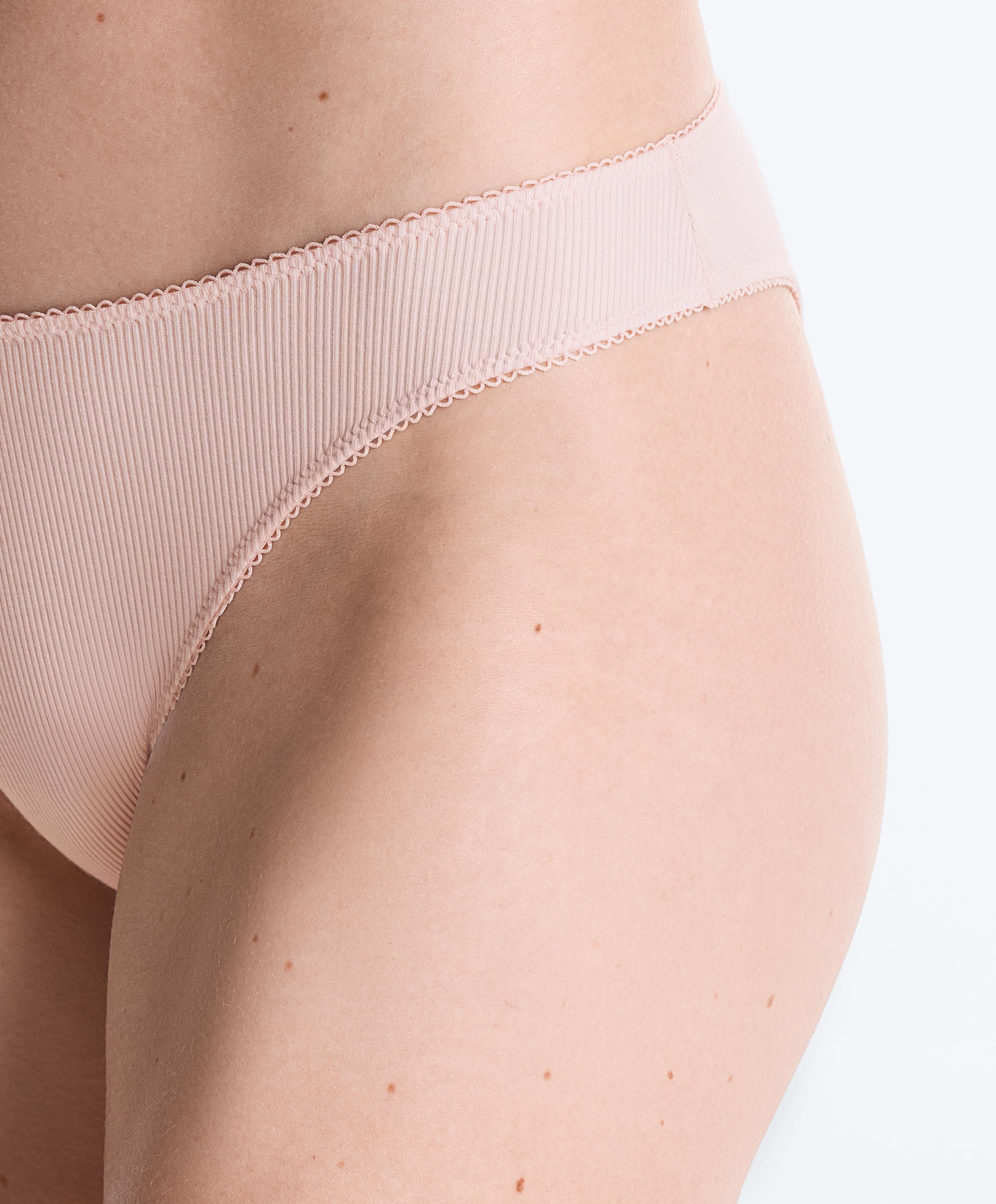 5 cotton rib U-cut Brazilian briefs — FADED PINK