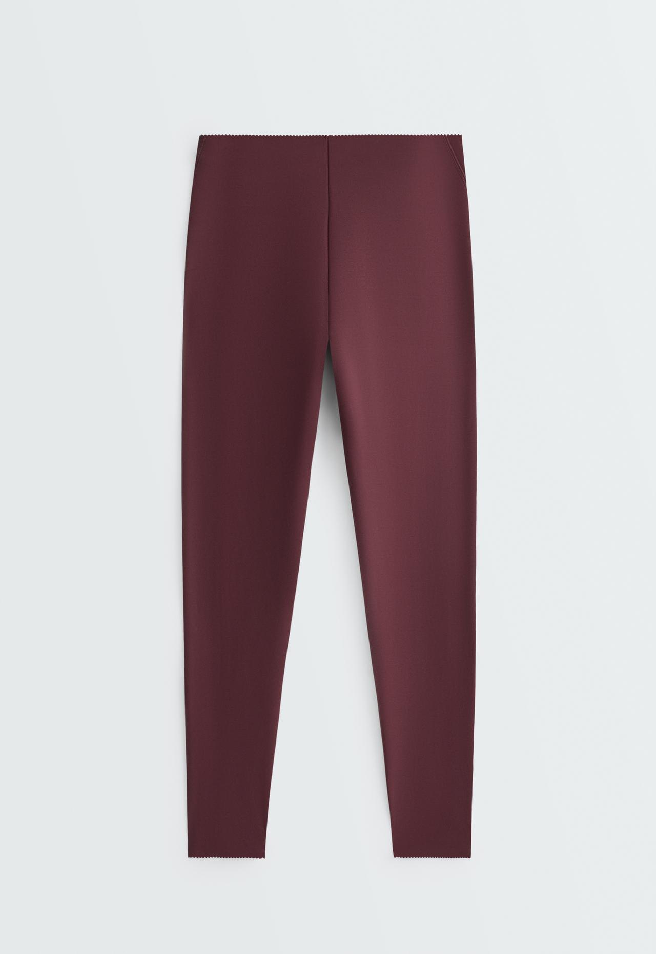 Ankle-length high rise Compressive core control leggings — BURGUNDY