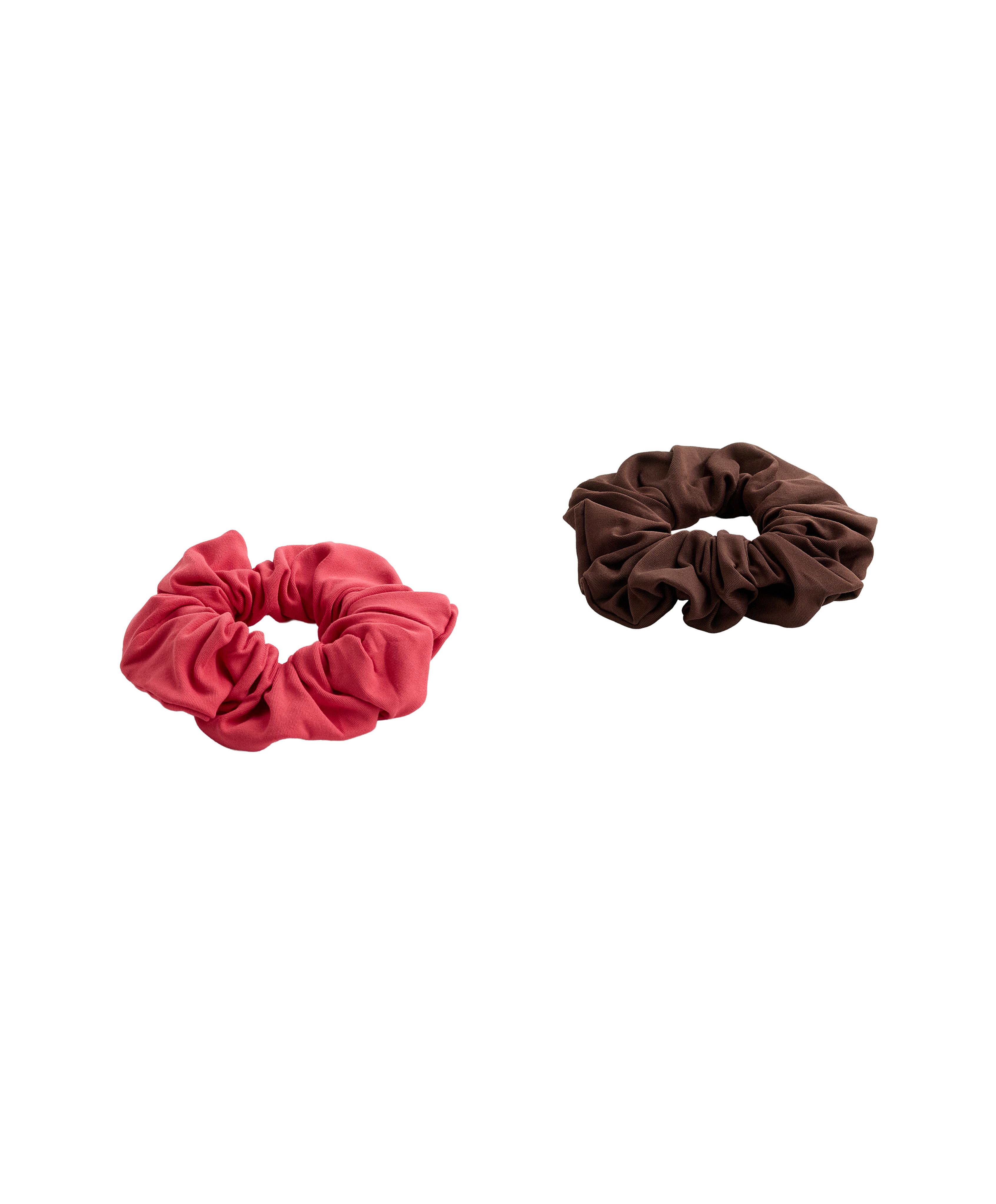 2 large hair scrunchies — WASHED RED