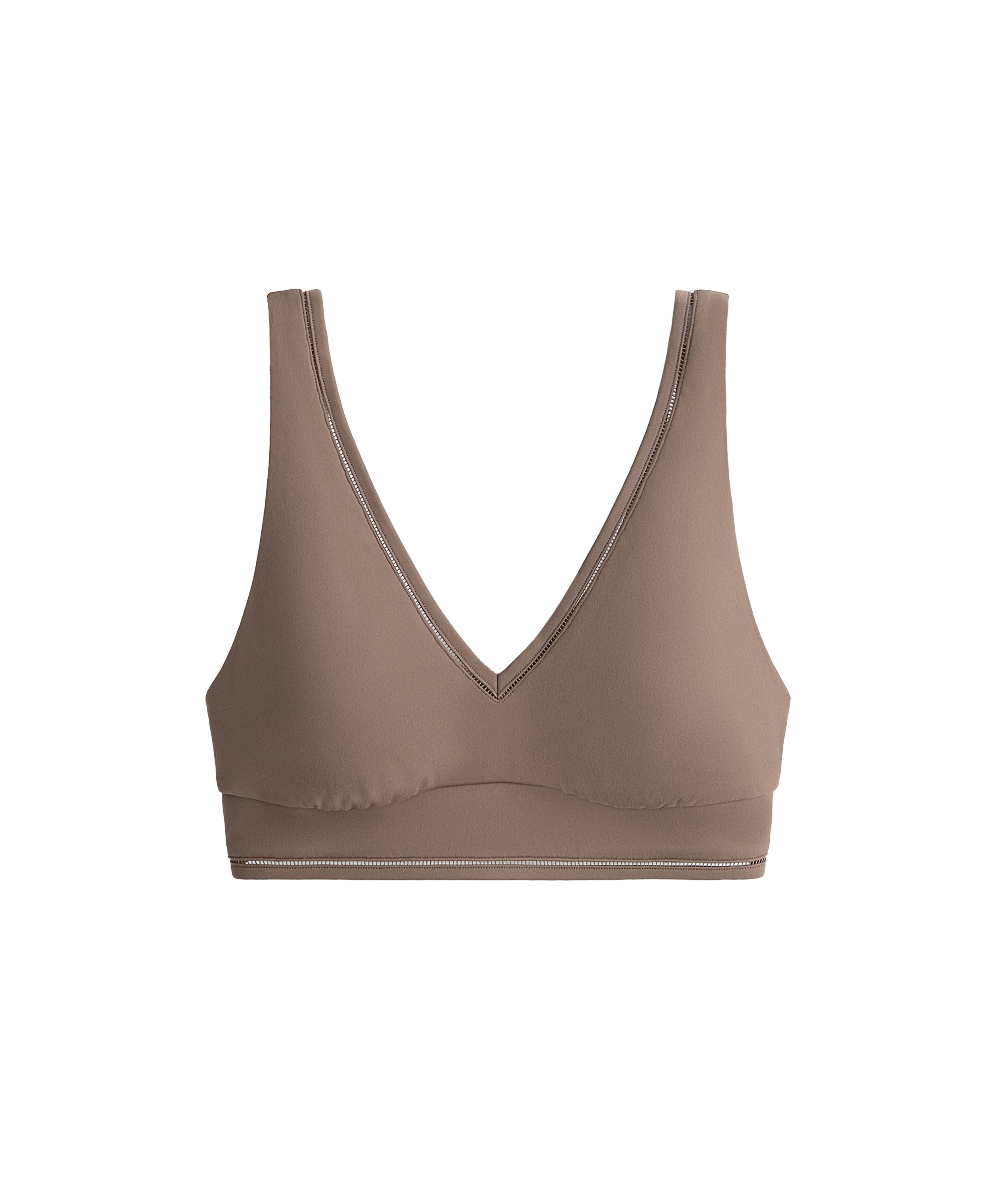 Comfortlux medium-support hemstitch sports bra — MINK