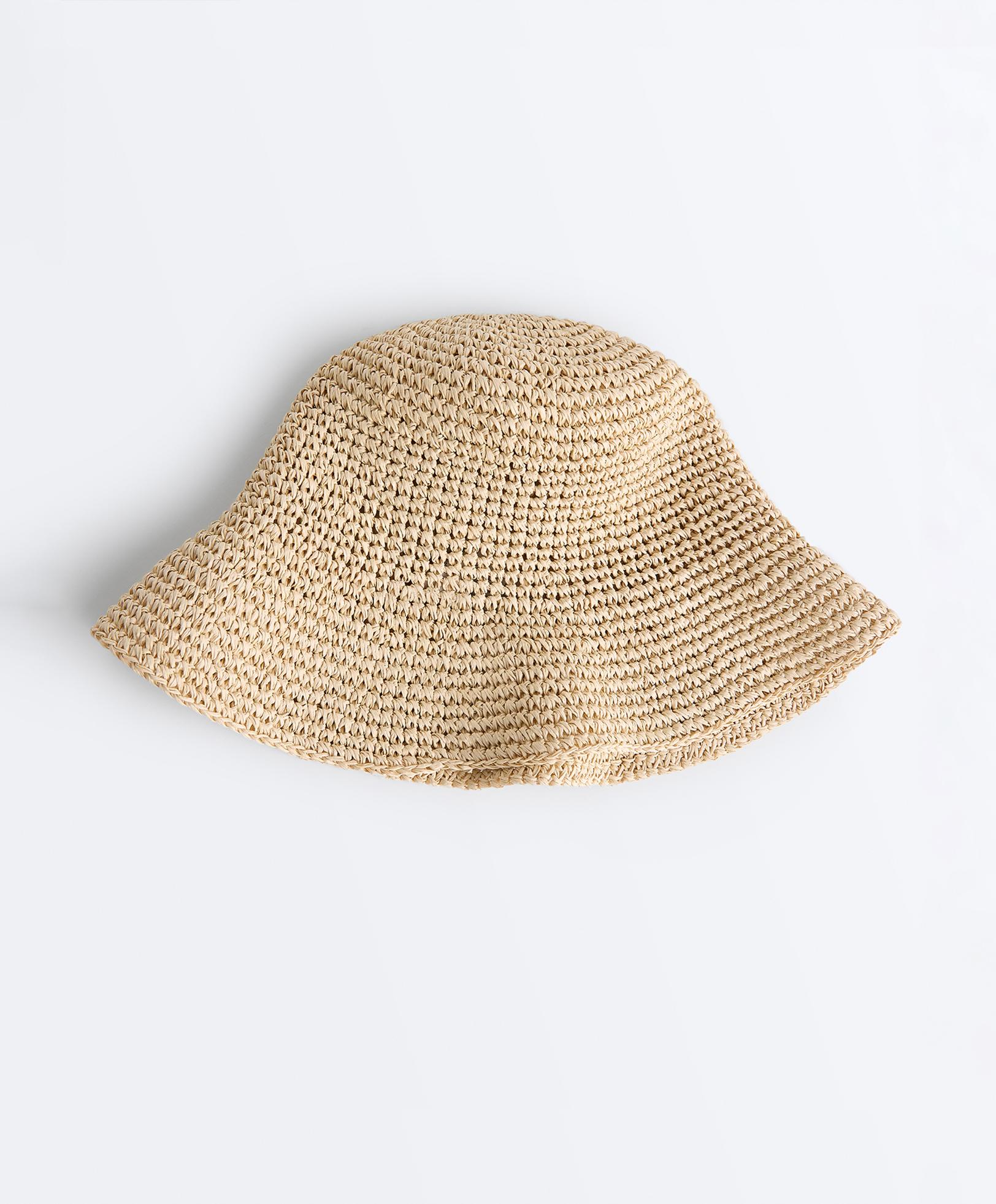 Raffia-effect bucket hat — NATURAL