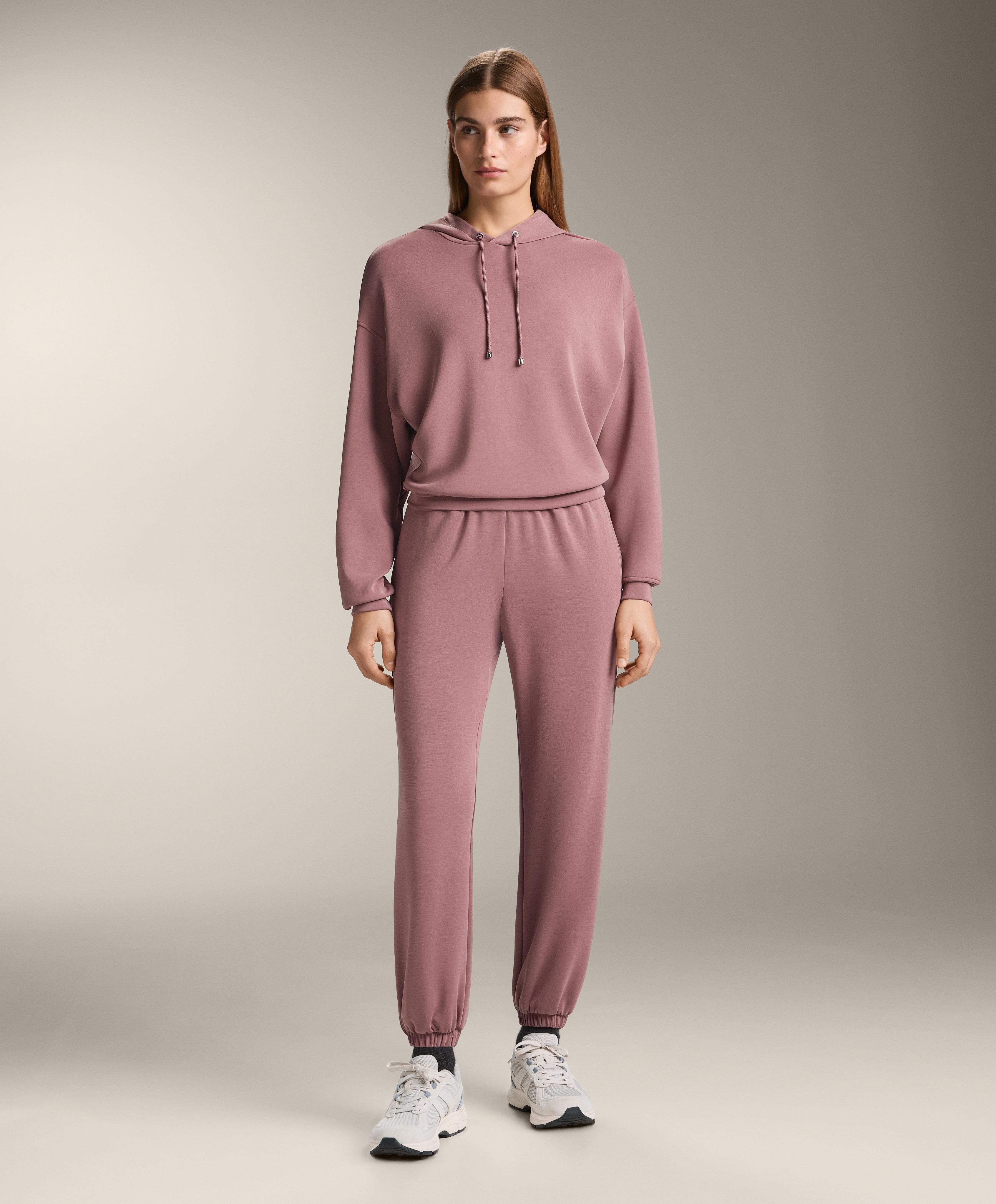 Boxy hooded sweatshirt with modal — PINK-MAUVE