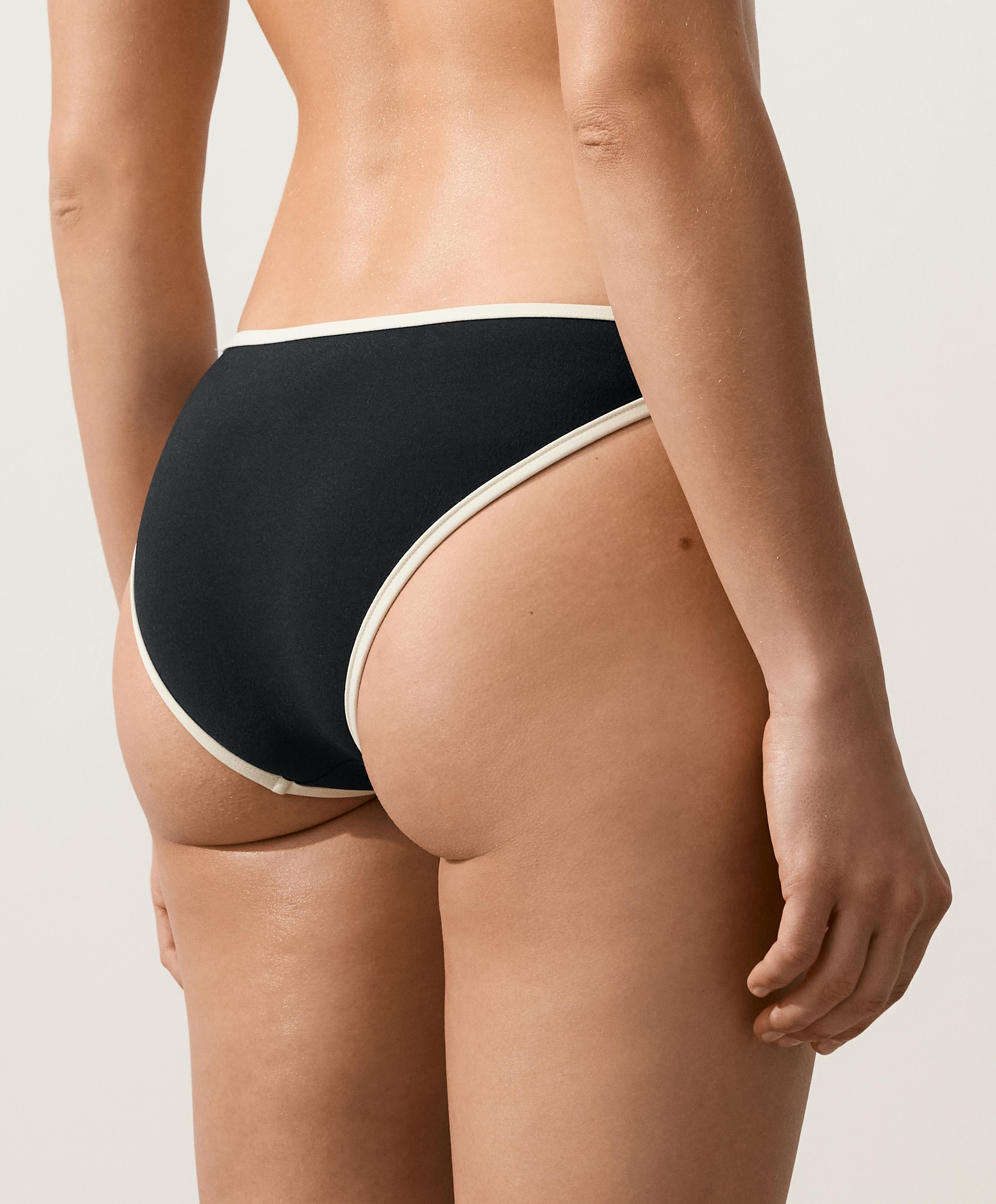 Contrast trim classic bikini briefs — BLACK