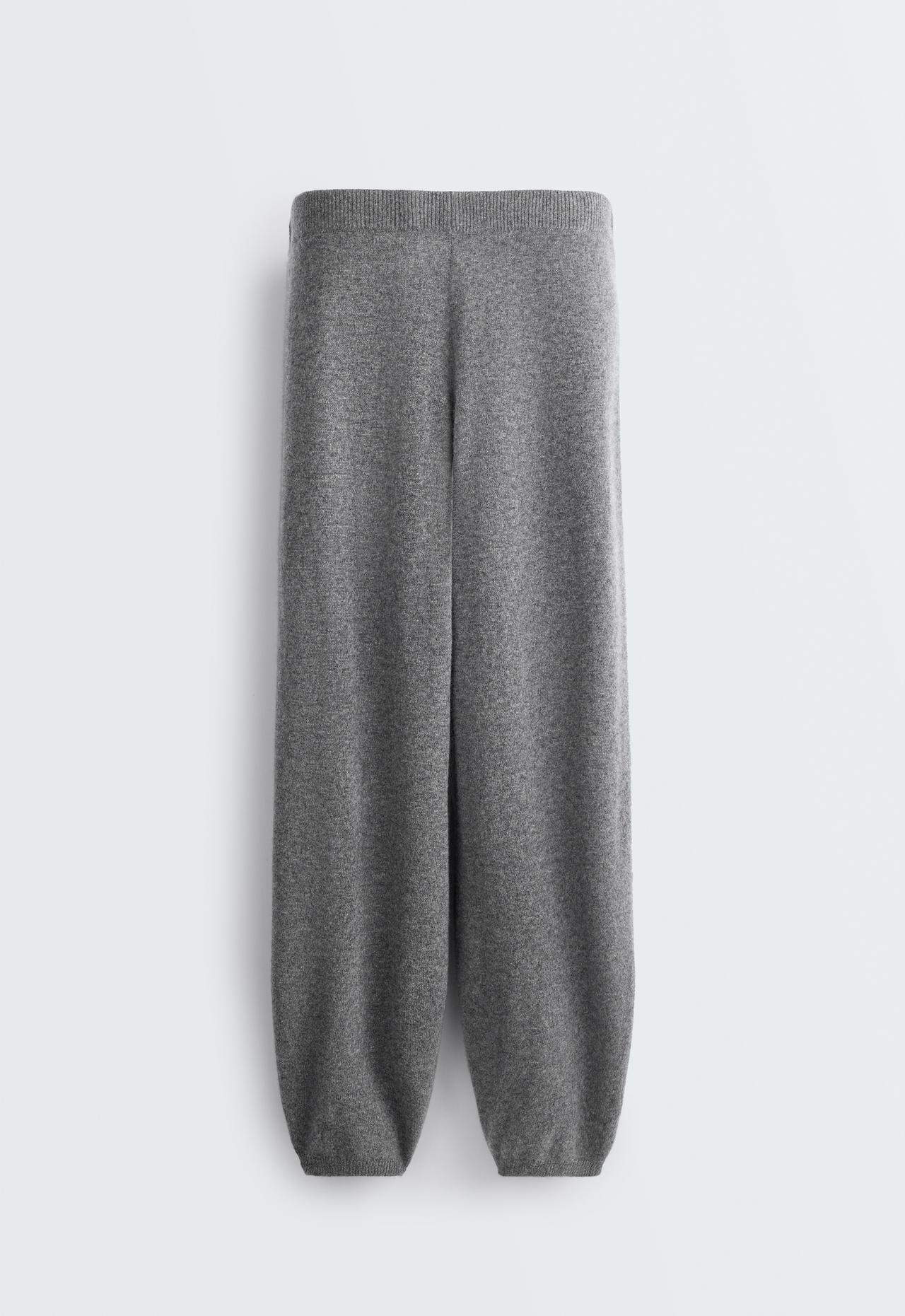 100% cashmere balloon knit trousers — MOTTLED GREY MELANGE