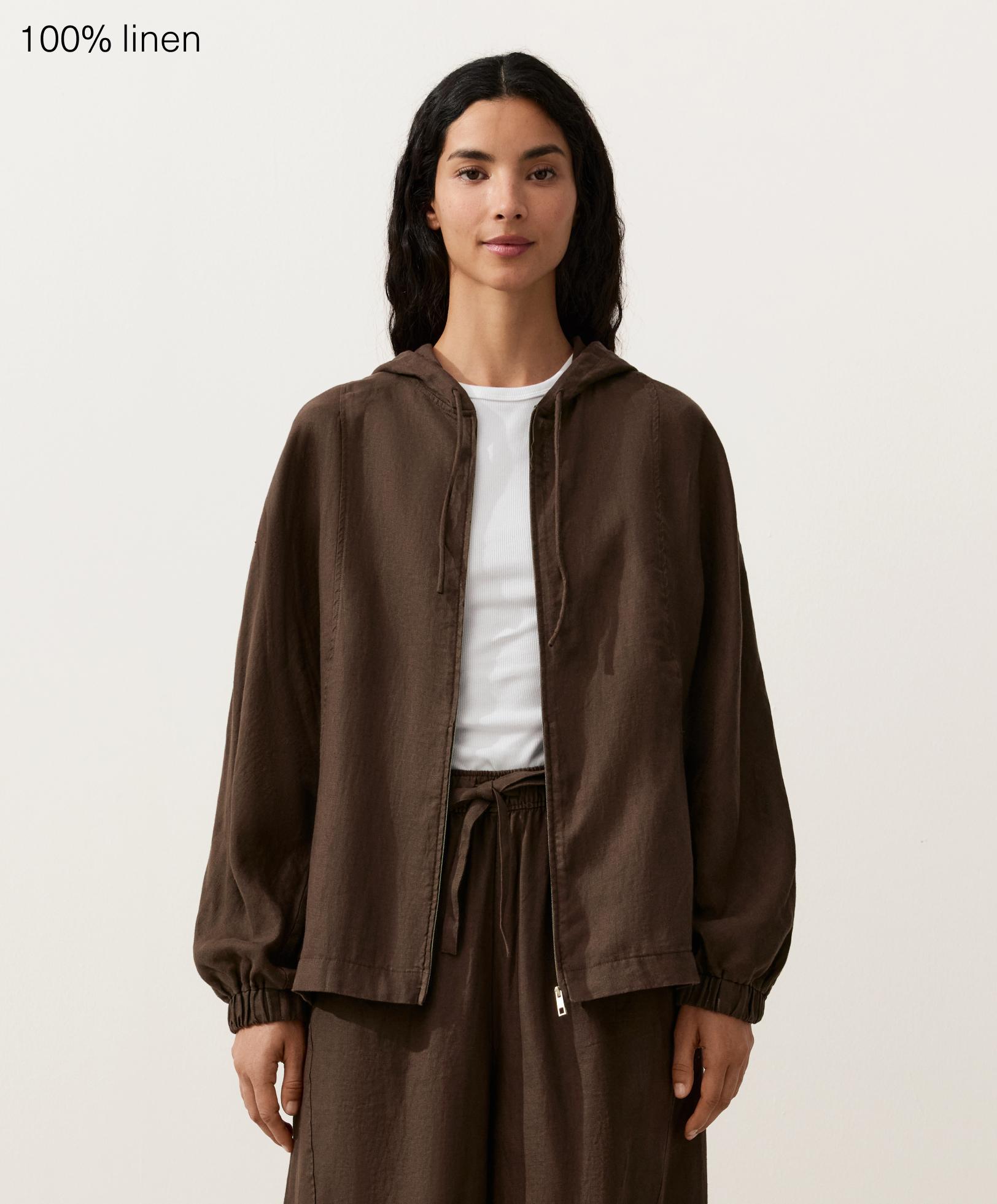 100% linen hooded jacket 100% linen hooded jacket