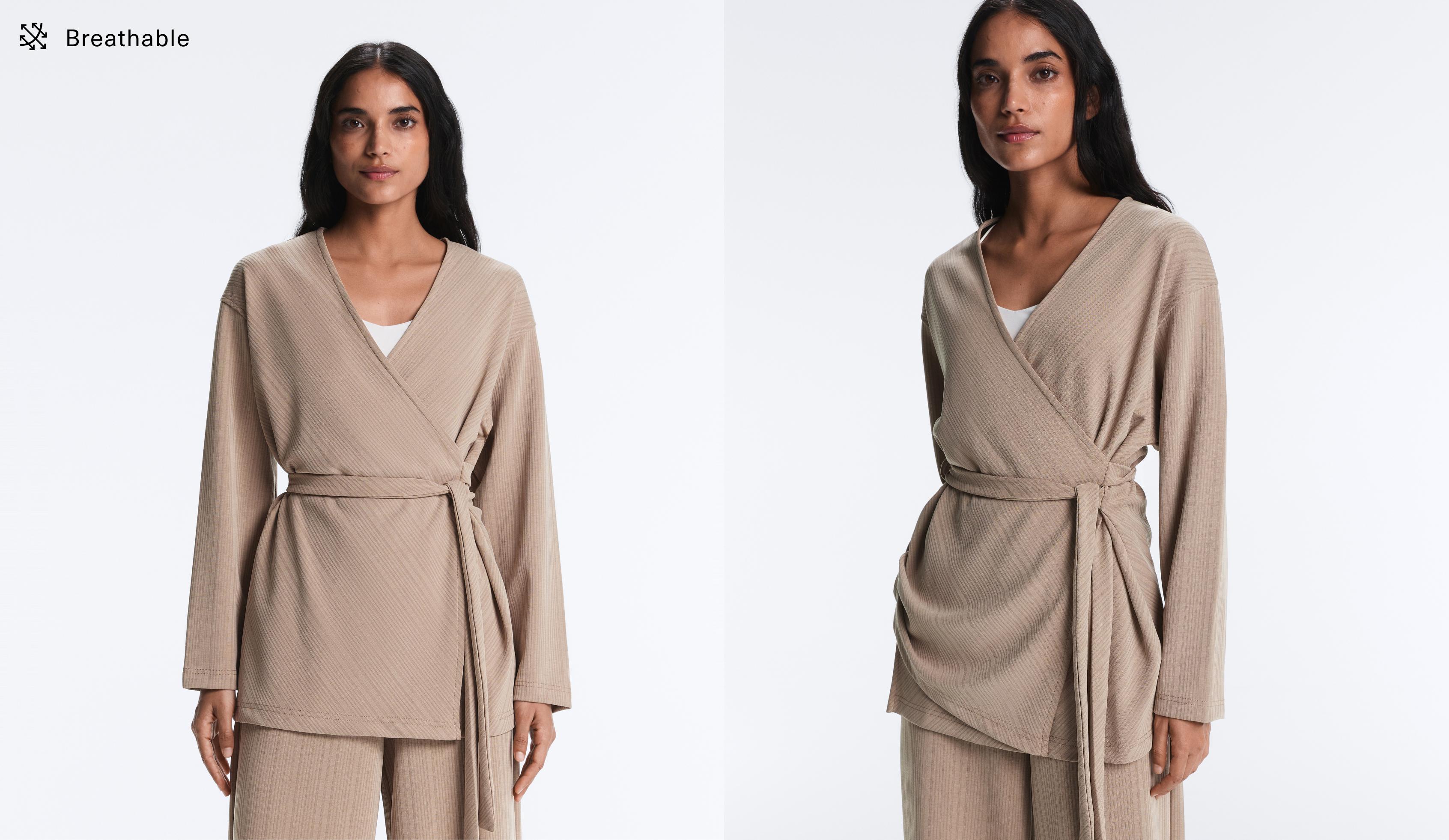 Long asymmetric stripe jacket with modal Long asymmetric stripe jacket with modal