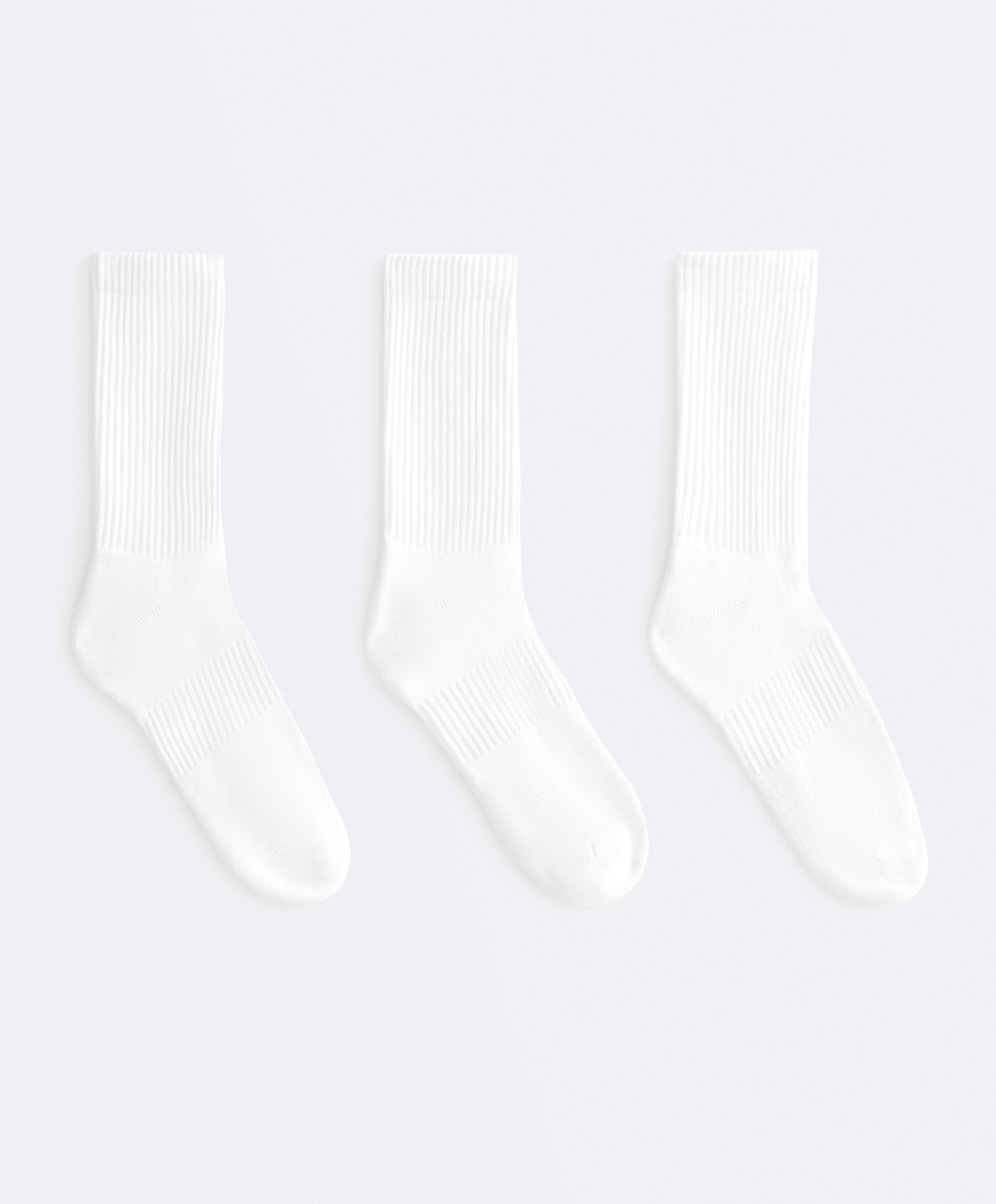 3 pairs of classic cotton blend sports socks — WHITE