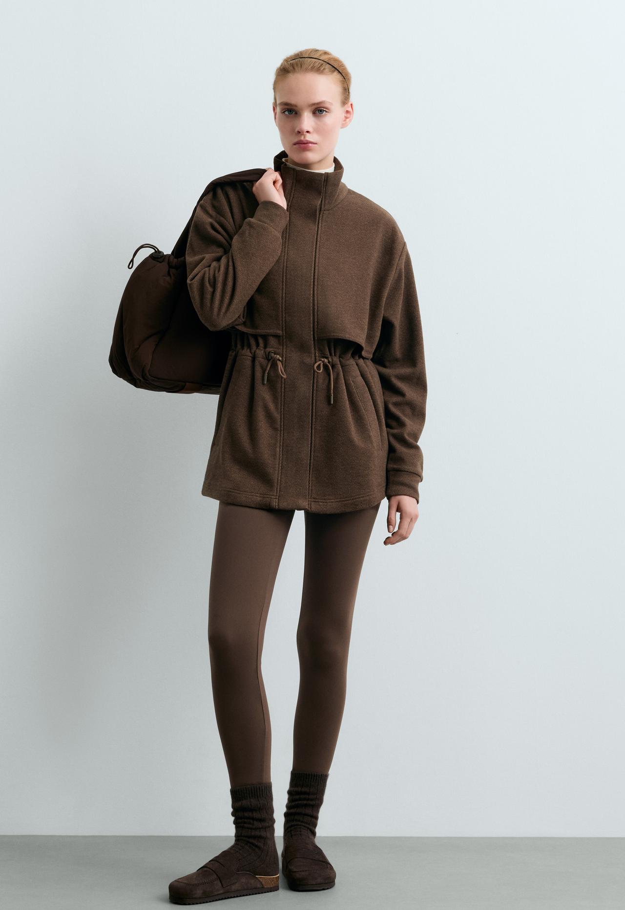 Long herringbone jacket — BROWN