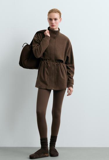 Long herringbone jacket — BROWN 1